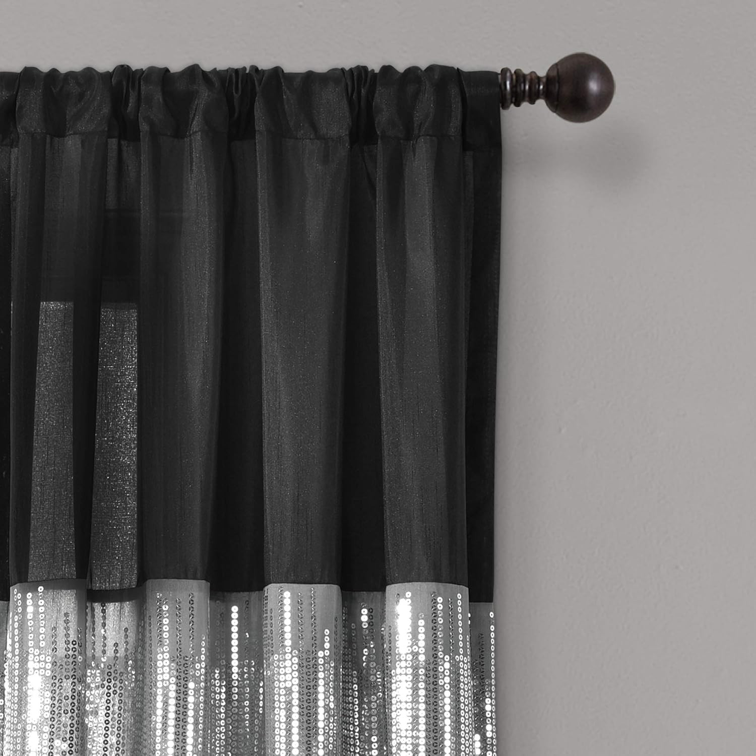 Night Sky Window Curtain Panel, Single,42″ W X 95″ L, Black – Sequin Curtains –
