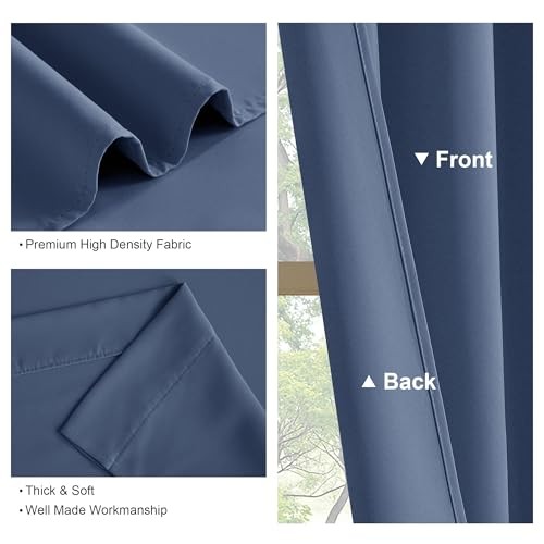 Blackout Window Curtains – Drapes Rod Pocket 42″W x 45″L (Pack of 2) Blue Haze