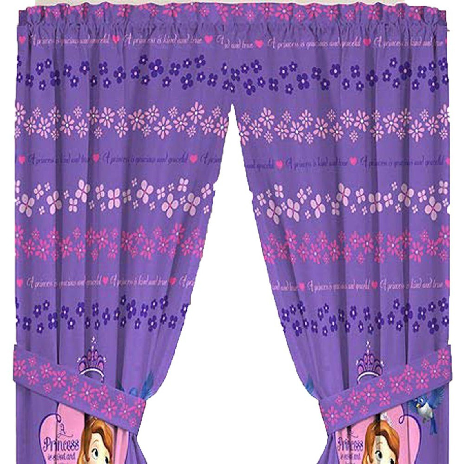 New Disney Junior Sofia Princess Drapes Panels Curtains, Set of 2 (42″x63″ Each)