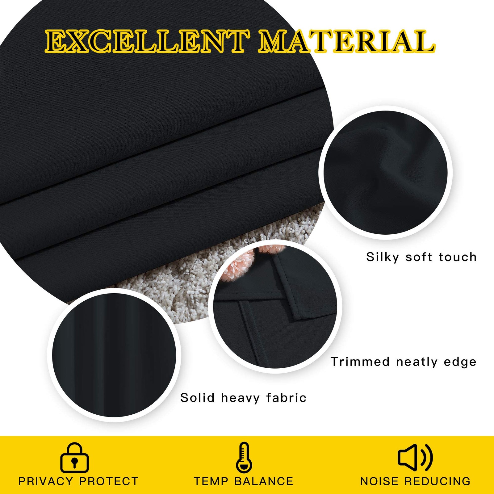 Blackout Curtains 78″ Long, 2 Panels, Thermal Insulated, Grommet, Bedroom Use