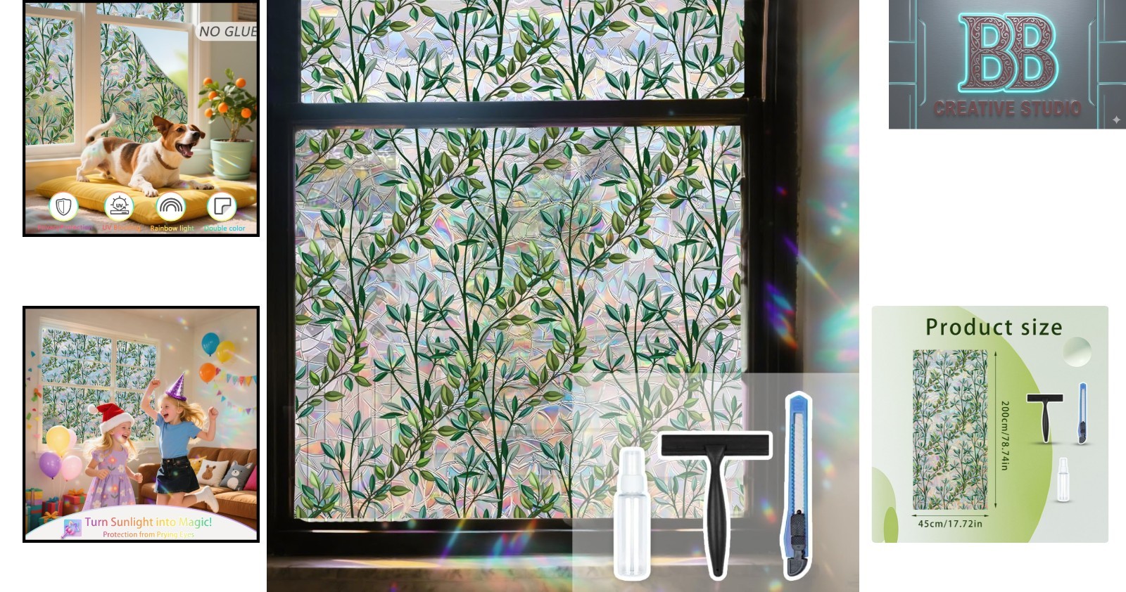 Eco-Friendly Leaf Pattern Window Film – 17.5 x 78.7 Inch Privacy Solution