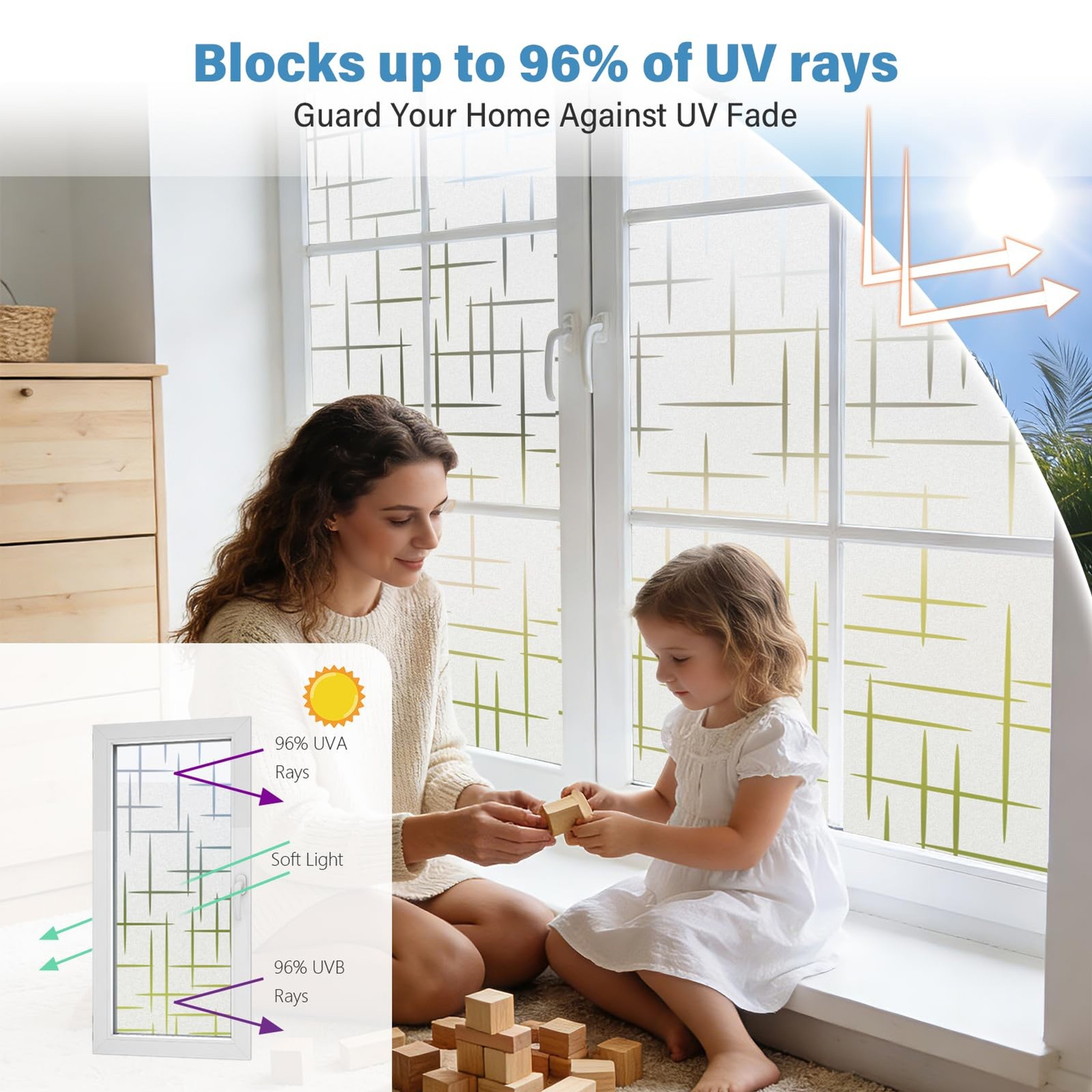 Finnez Frosted Window Film Non-Adhesive, Frosting Privacy Film for Glass Windows