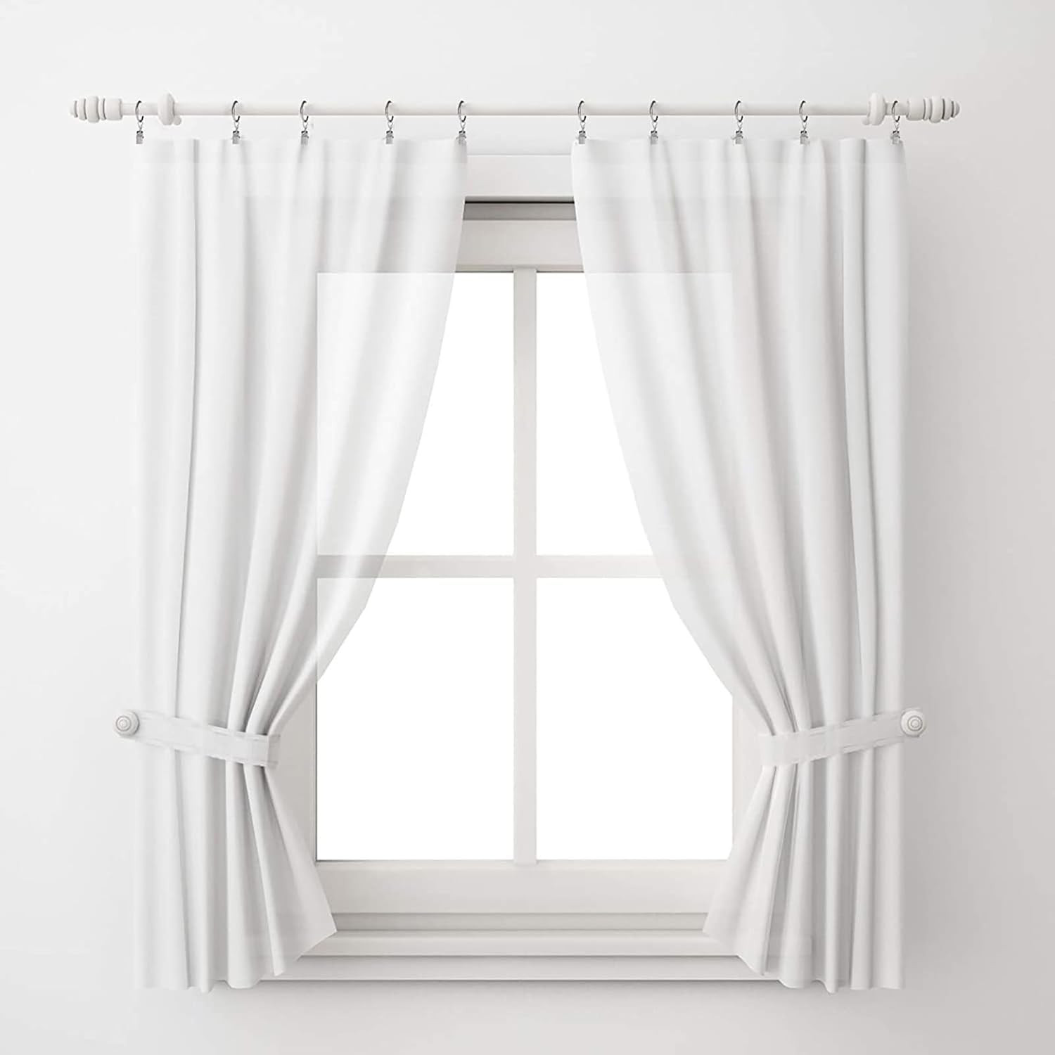 44 Pack Curtain Rings with Clips Hooks 1.5 in Diameter Rustproof | Metal Stainle