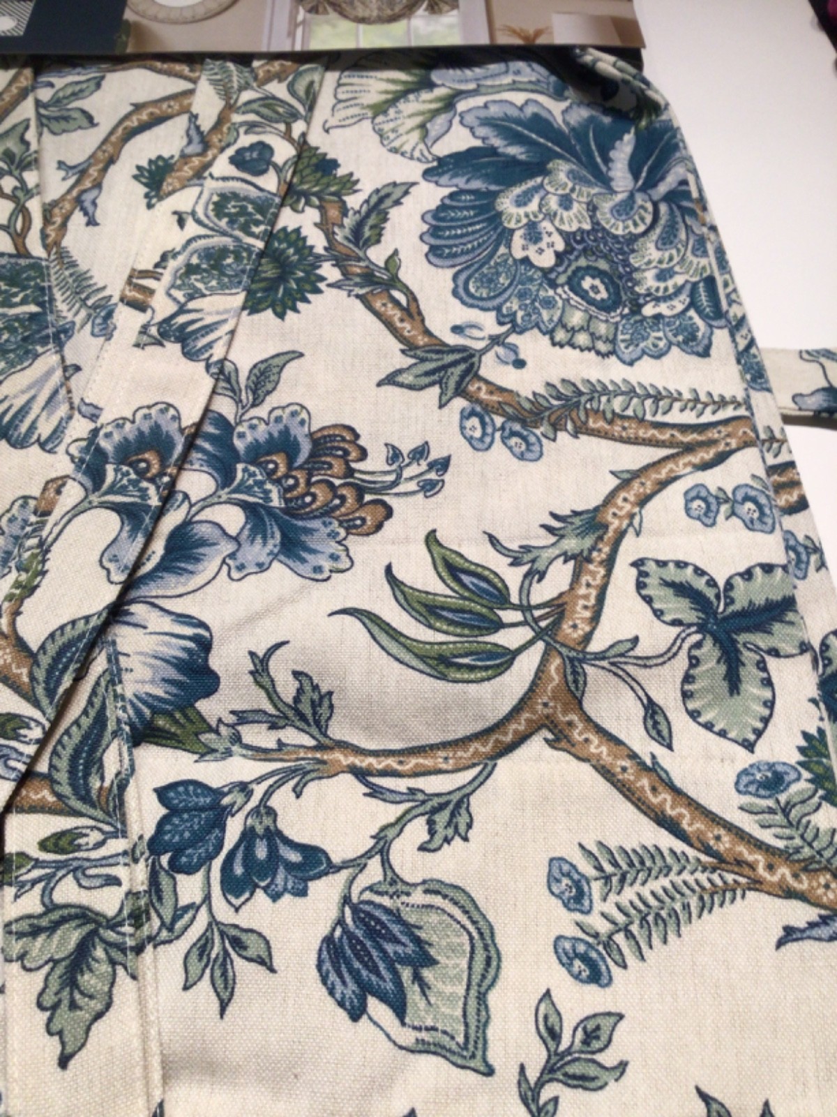 Curated Kravet Balloon Valance curtain 42 x 63 Jacobean Floral Blue Floral