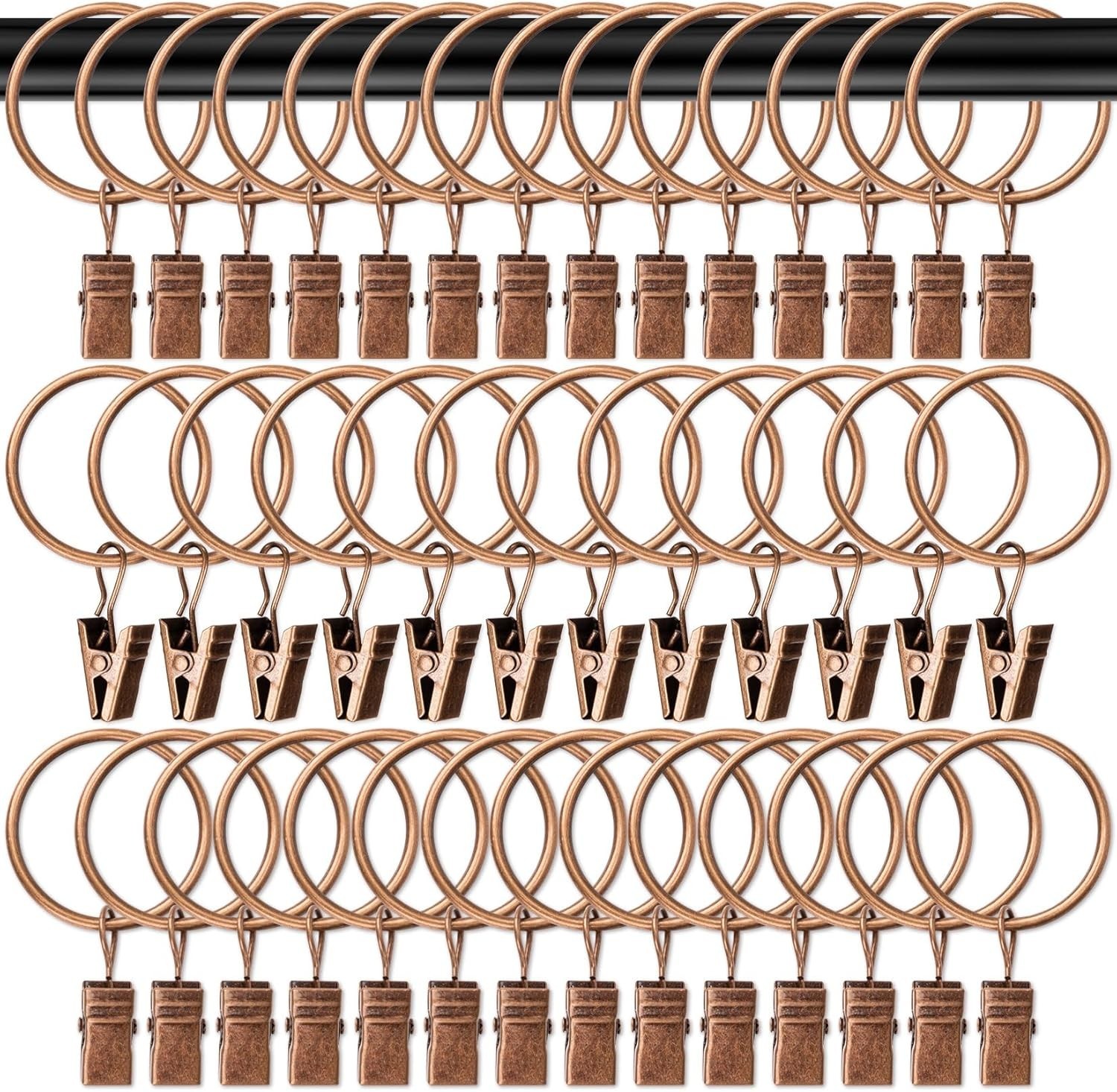 40 Elegant Antique Red Copper Curtain Clips with Rings – Strong & Stylish Hold
