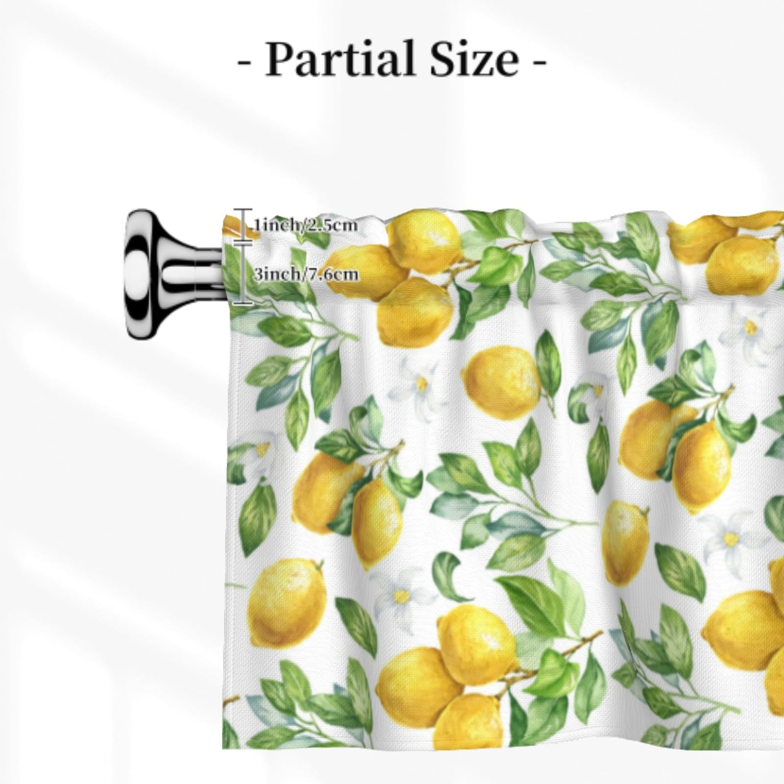 54×18 Inch Yellow Lemon Kitchen Valance Spring Fruit Short Curtain Decor