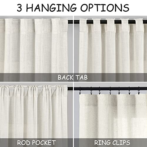 36 inch Length Kitchen Curtains Linen Blend 30″W x 36″L (Pack of 2) Natural
