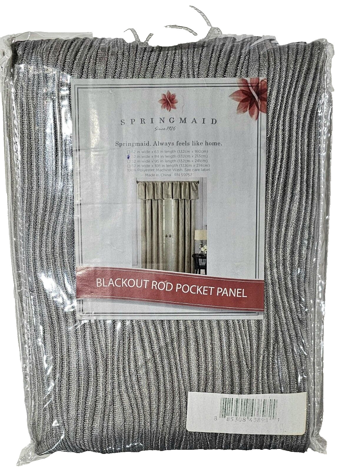 Springmaid 52x84in Blackout Rod Pocket Panel Silver