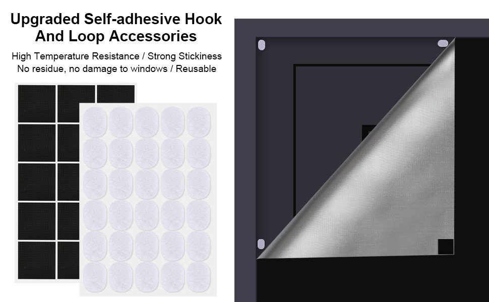 Blackout Window Cover, Upgraded Hook and Loop – Portable Shades No Residue and