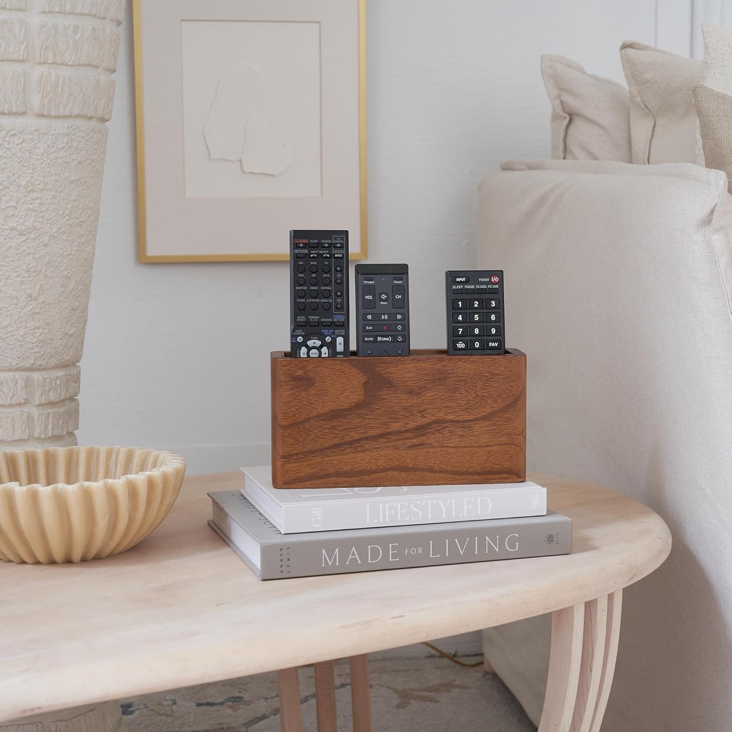 KIBAGA Premium Wooden Remote Control Holder – Easy Install Adhesi