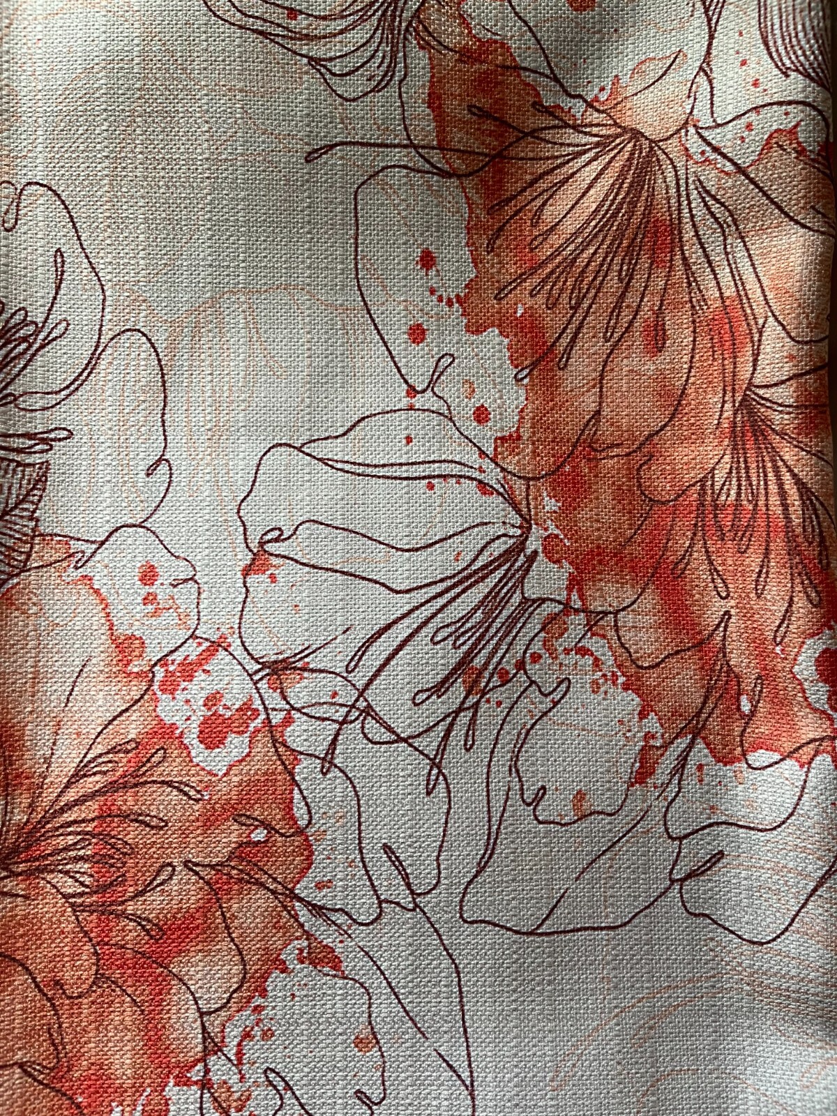 Designart ‘Handdrawn Asian Flowers with Orange Watercolor’ Orange 4-panels