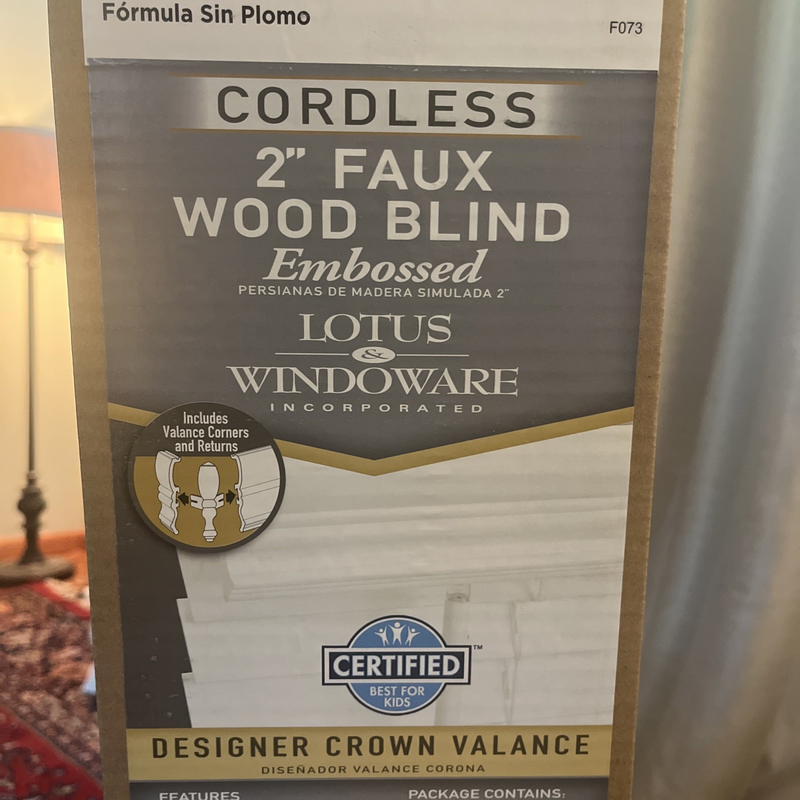 2 Available LOTUS & WINDOWARE 2” inch Cordless Faux Wood Blind 34” X 36”
