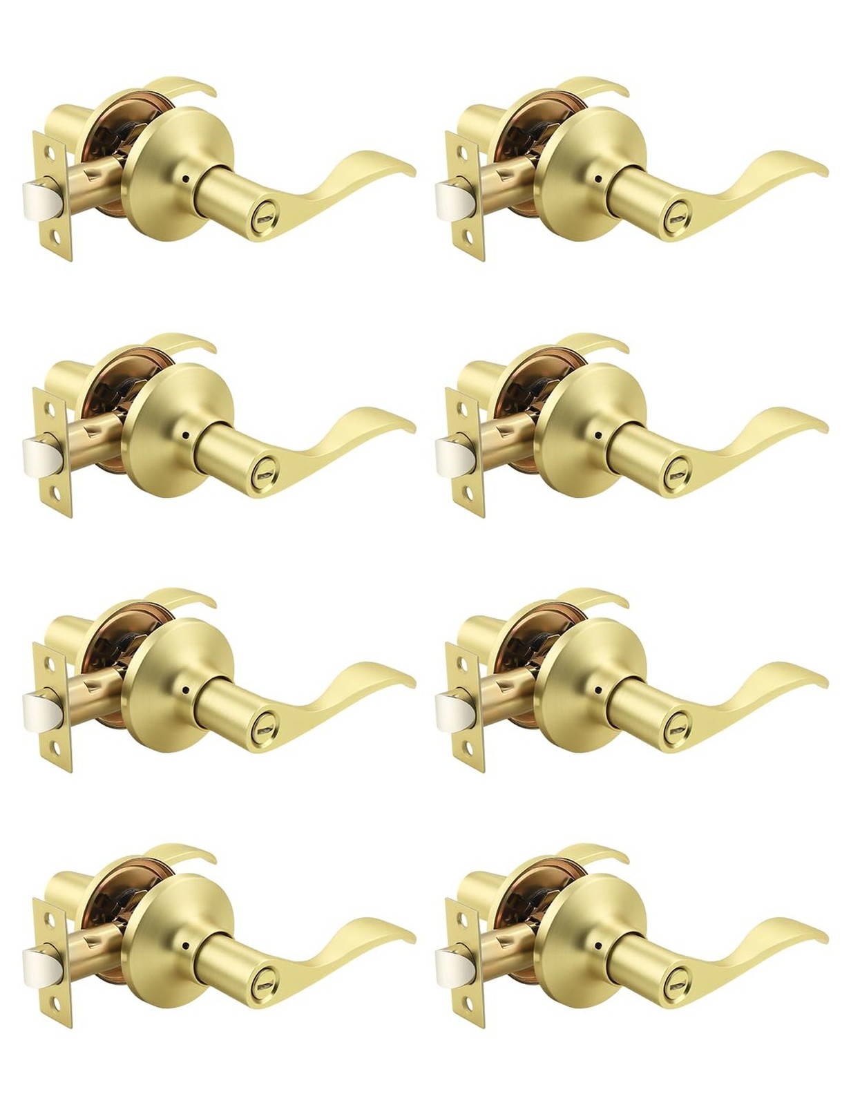 Mengico 8 Pack Gold Privacy Door Lever, Modern Interior Door Knobs Locks for …