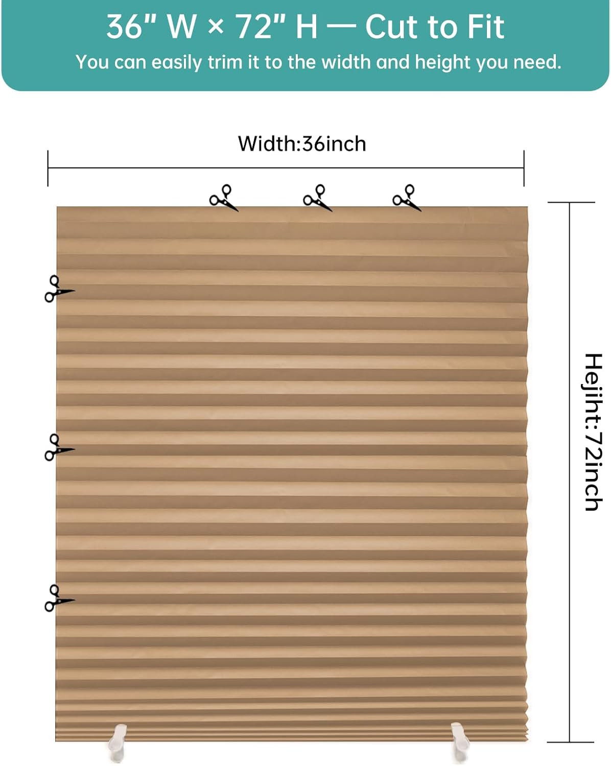 6 Pack Temporary Shades, Pleated Paper Blinds for Indoor Windows Cut to Size Adh