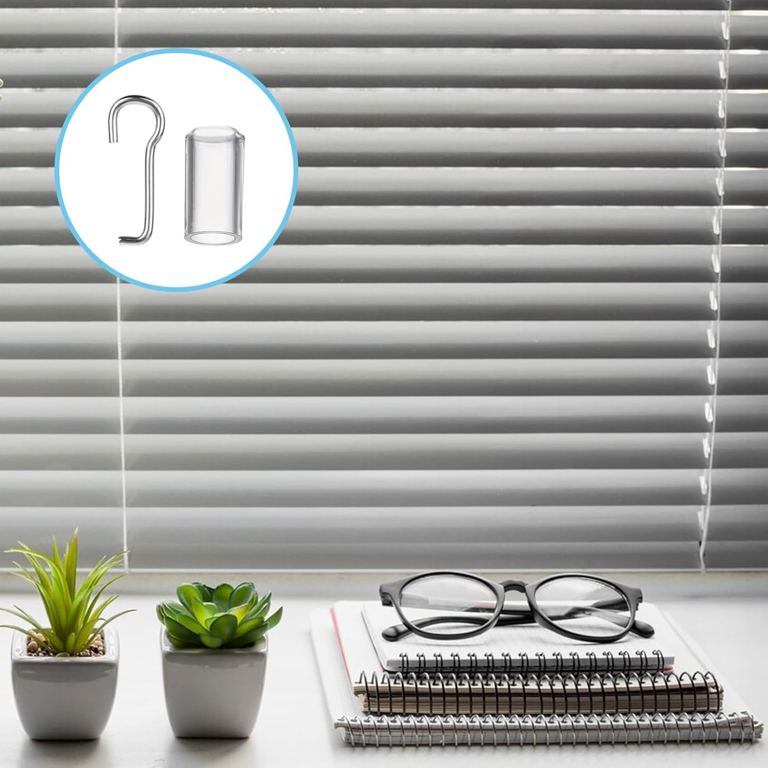 4 Set Horizontal Blinds Replacement Parts with Hook, Wire and Transparent