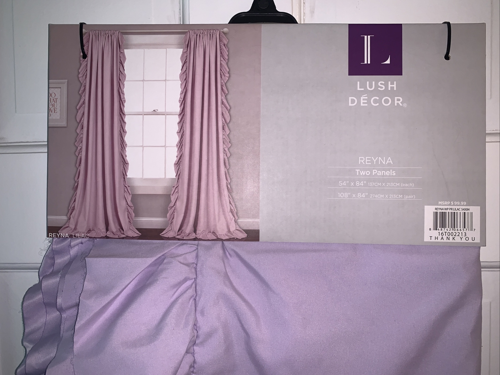 Lush Decor Reyna Window Ruffle Curtain Lilac Set Of Two, 54×84 Each Panel