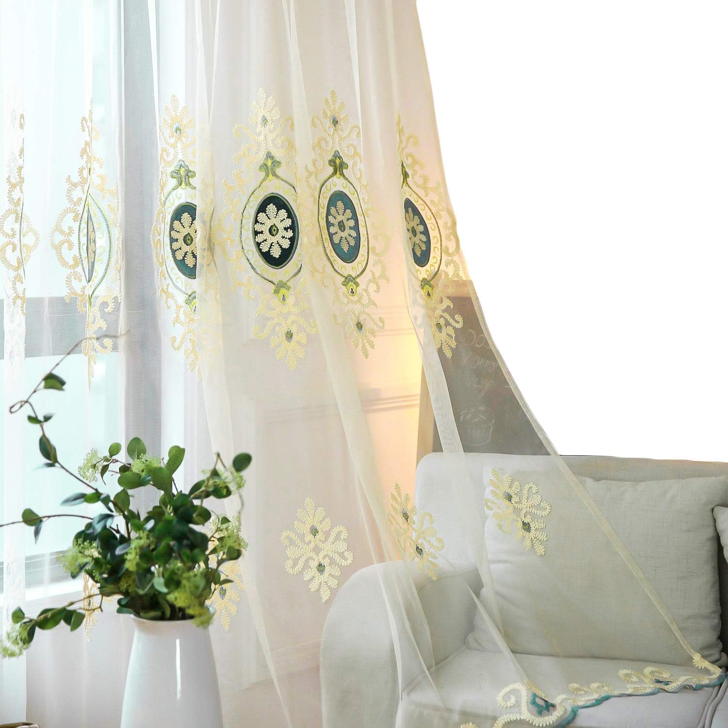 Extra Wide Sheer Curtains & Room Divider Drapes, 2 Panels, W60 X L106