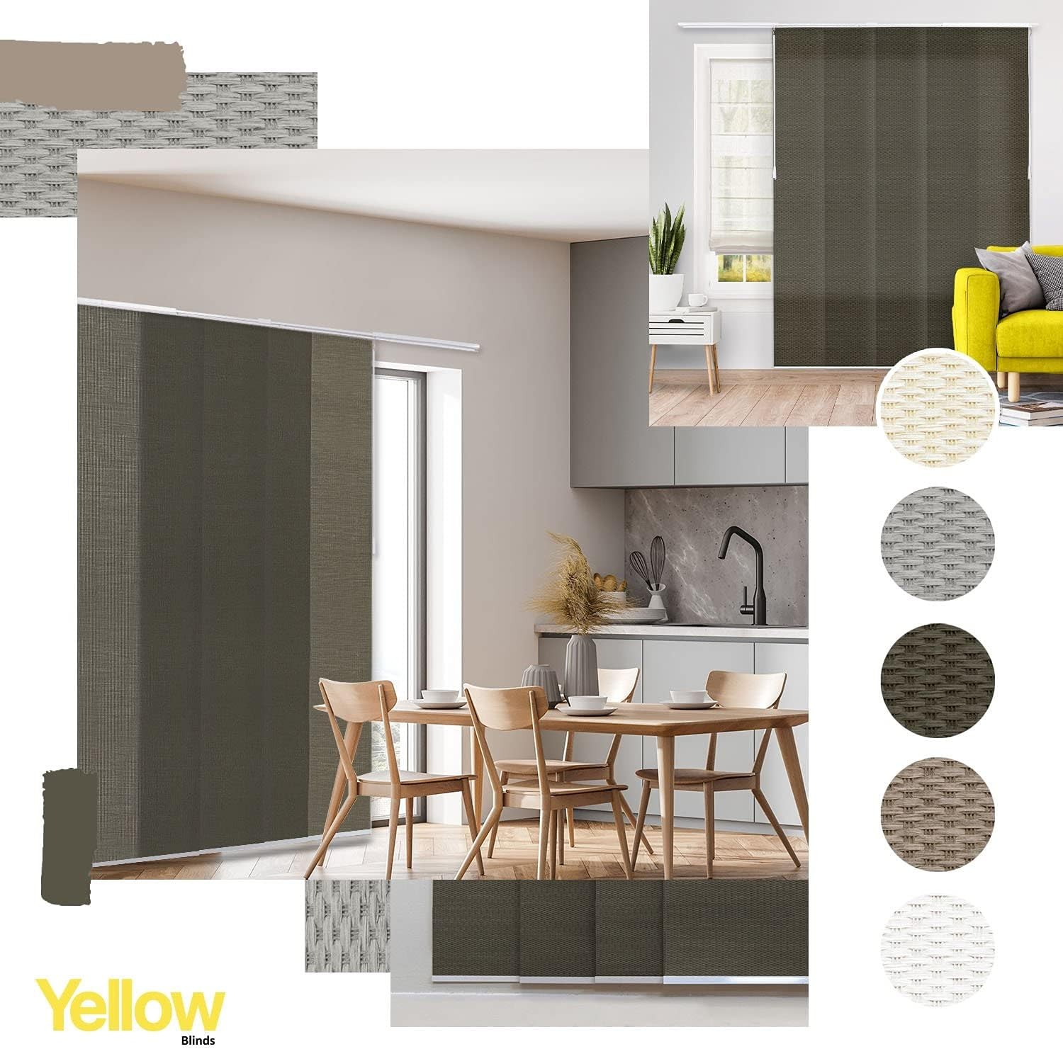 Adjustable Panel Track Blinds for Sliding Glass Door, 46″-86″ W x 0-96″ H,