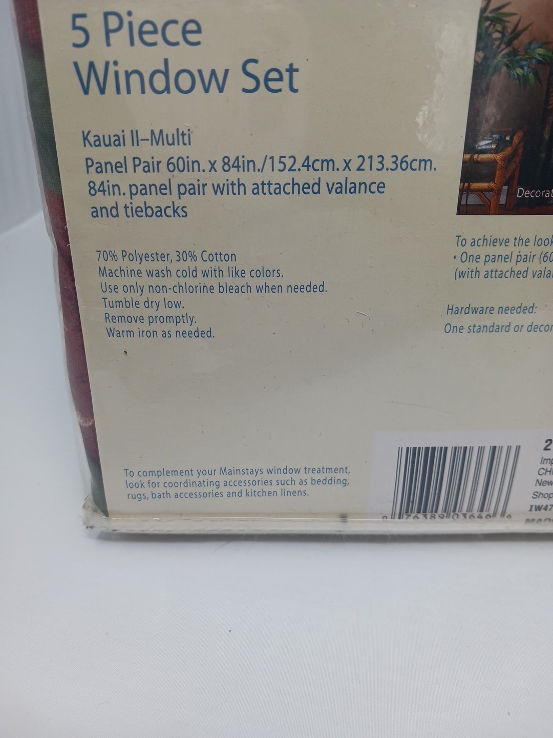 5 Piece Window Curtain Set, 2 Sets, Mainstays Home Kauai II Multi