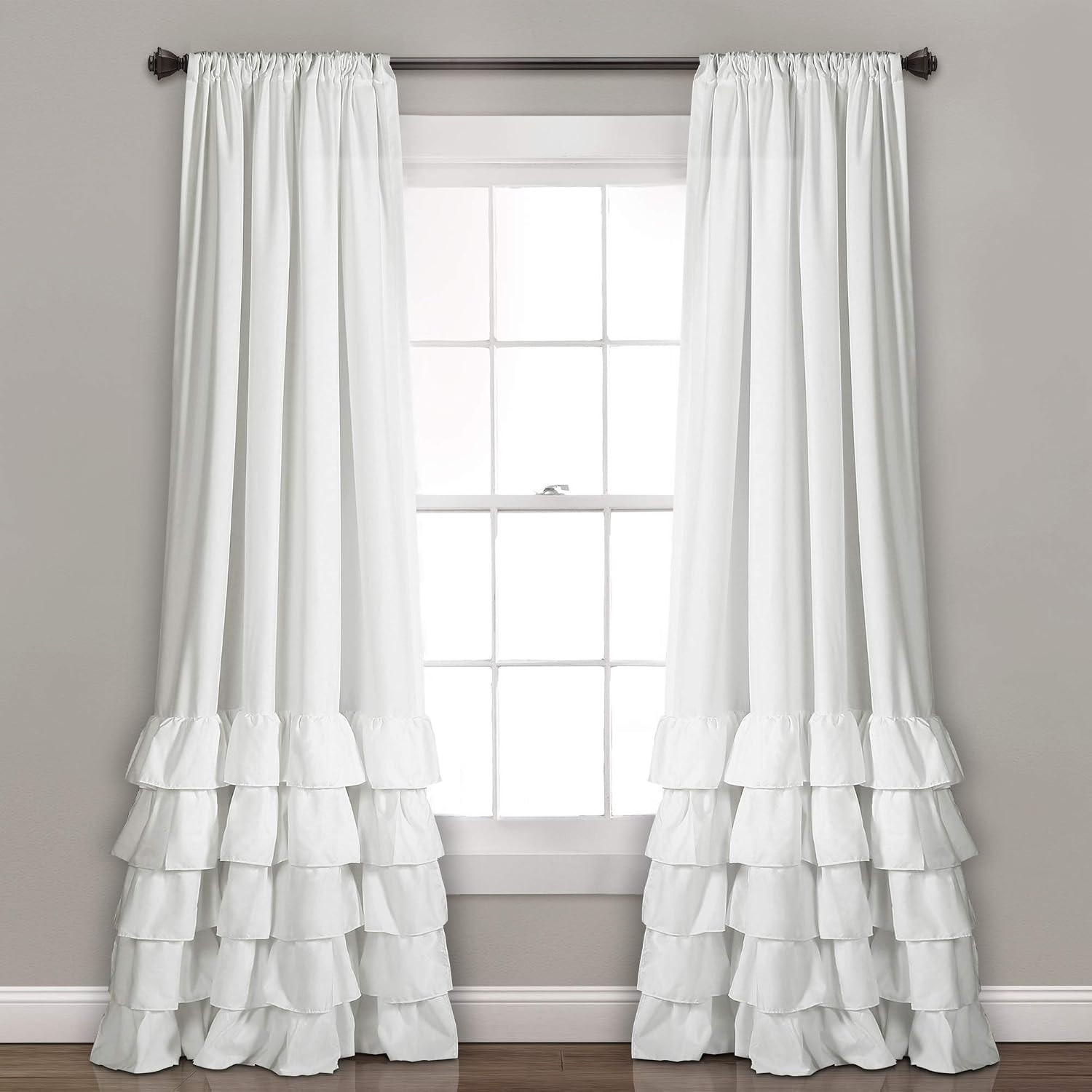 Allison Ruffle Light Filtering Window Curtain Panels Pair 40″ W X 84″ L White –