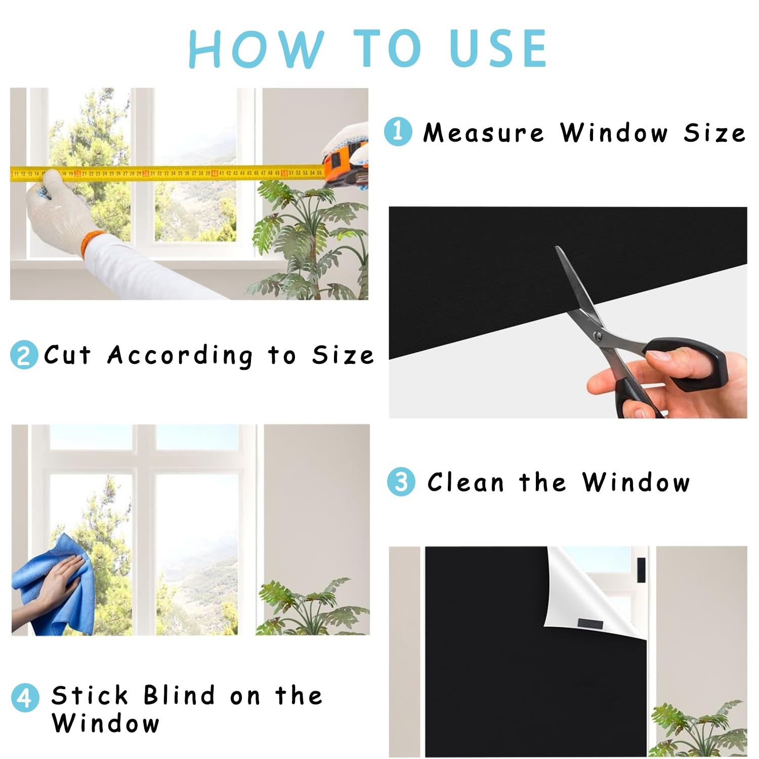 Blackout Curtains No Drill DIY Hook and Loop Tape Light Blocking Privacy 40×57