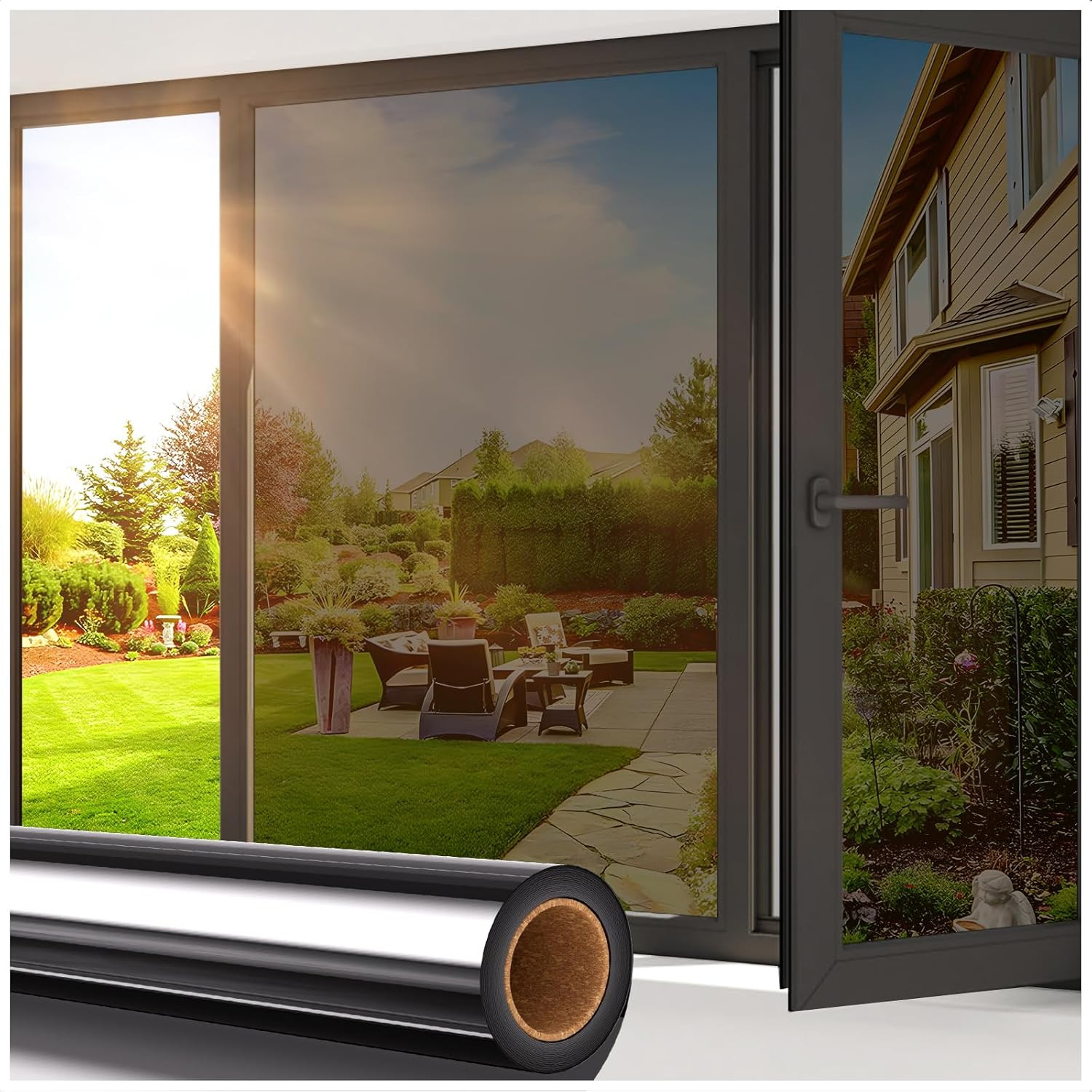 Coavas One Way Privacy Window Film,Reflective Home 17.5 x 78.7 Inch, Black