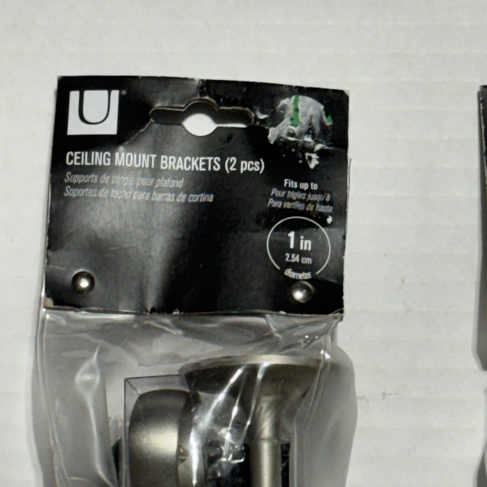 Umbra Ceiling-Mount Brackets (2 Pcs) 244939–410 for Drapery Rod Nickel Lot of 2