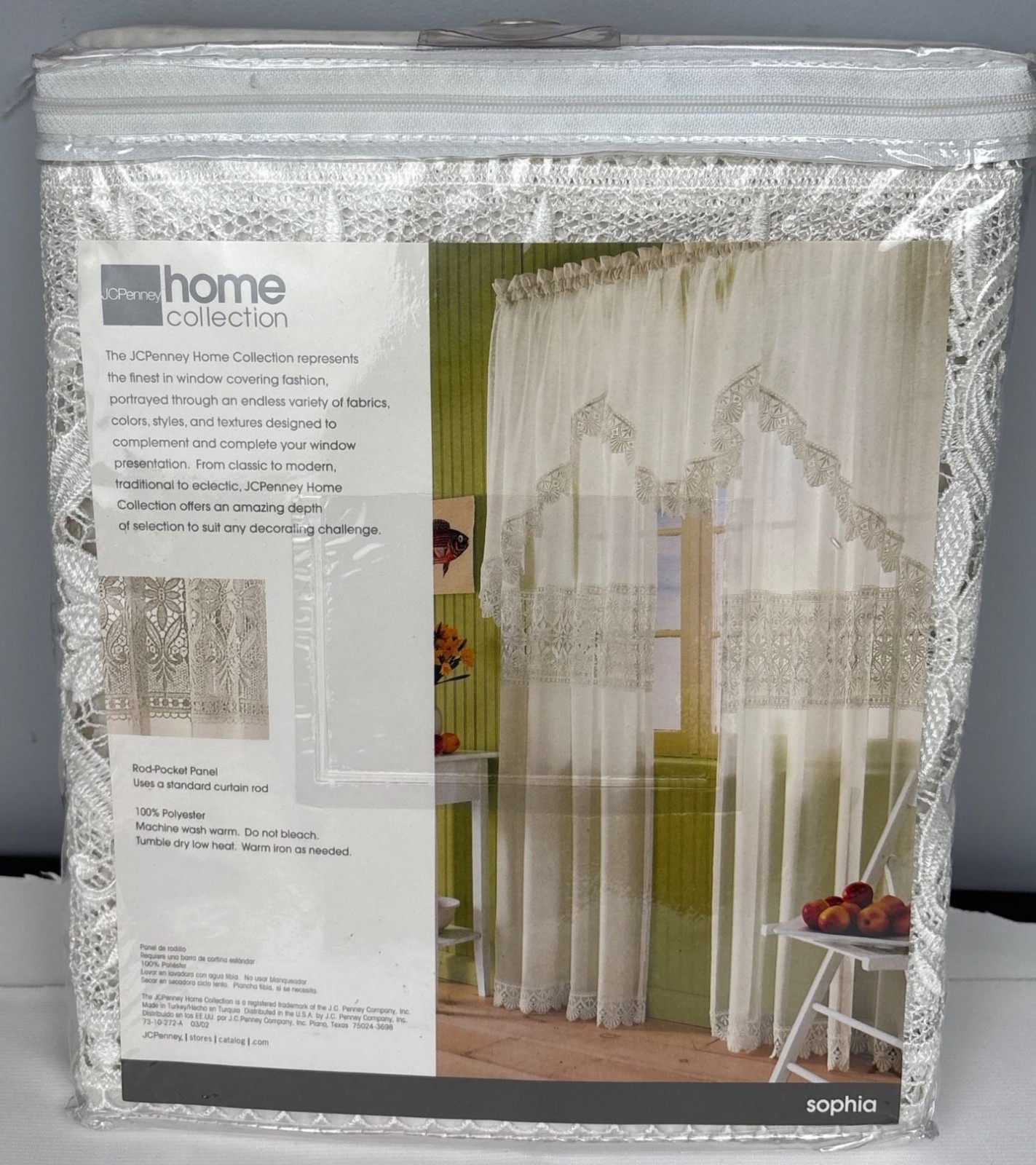 JC Penney Home Collection 60″ x 108″ Ivory Sophia Curtain Panel Rod Pocket Desig