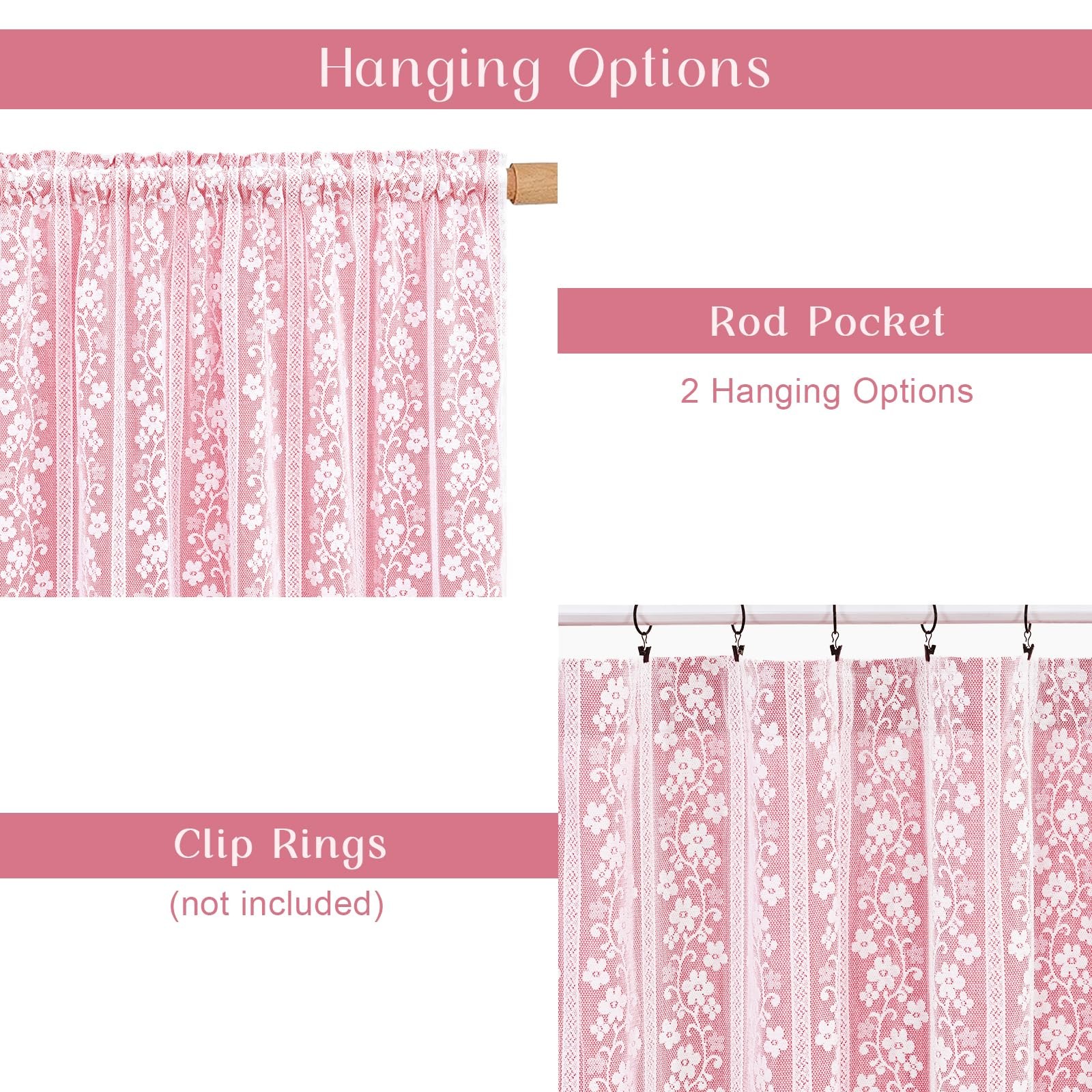 Aspmiz Pink Kitchen Curtains Double Layer Curtains Linen Lace Linen Kitchen