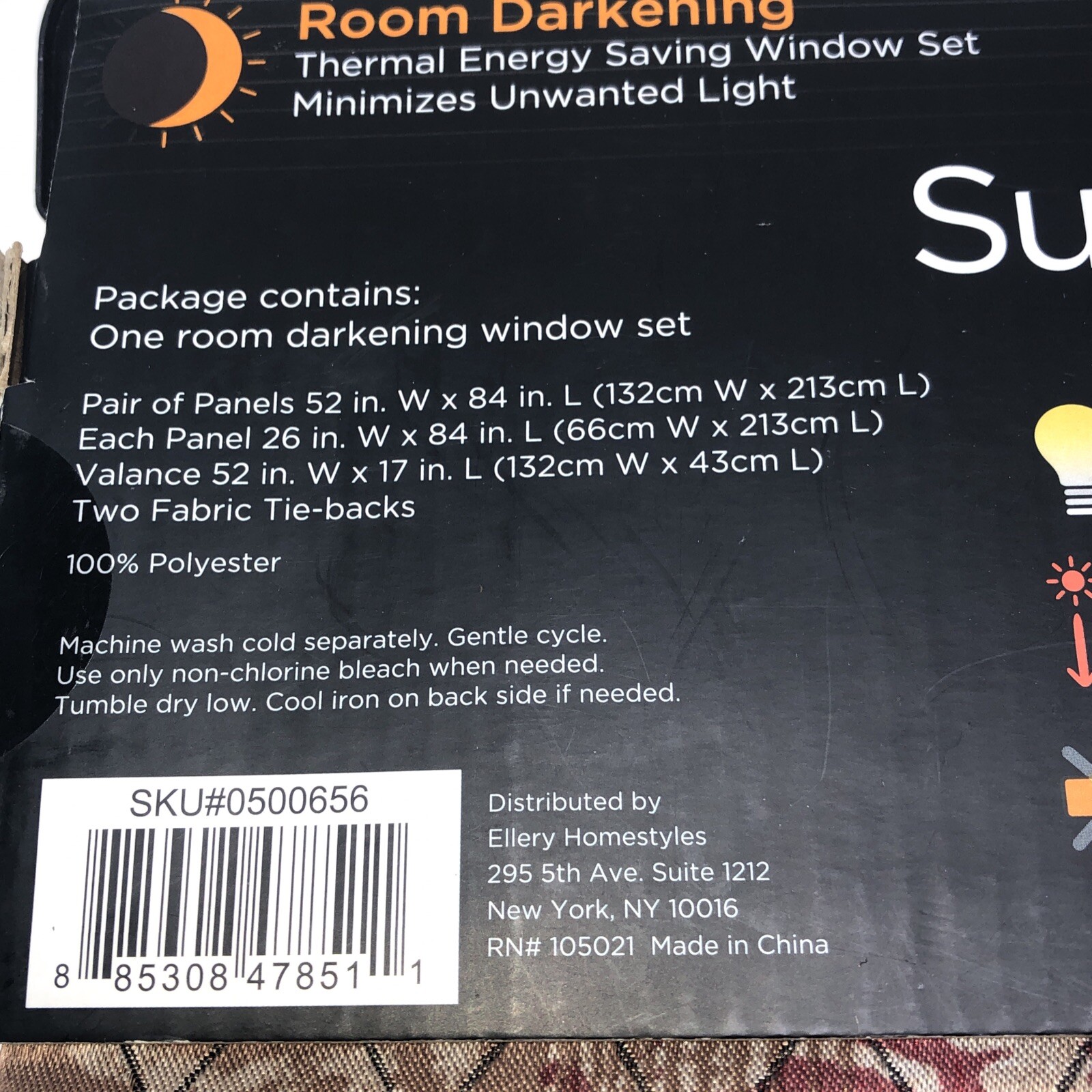 5 PC SET ) Sundown Eclipse Room Darkening Rod Pocket Panel Pair 52” x 84”