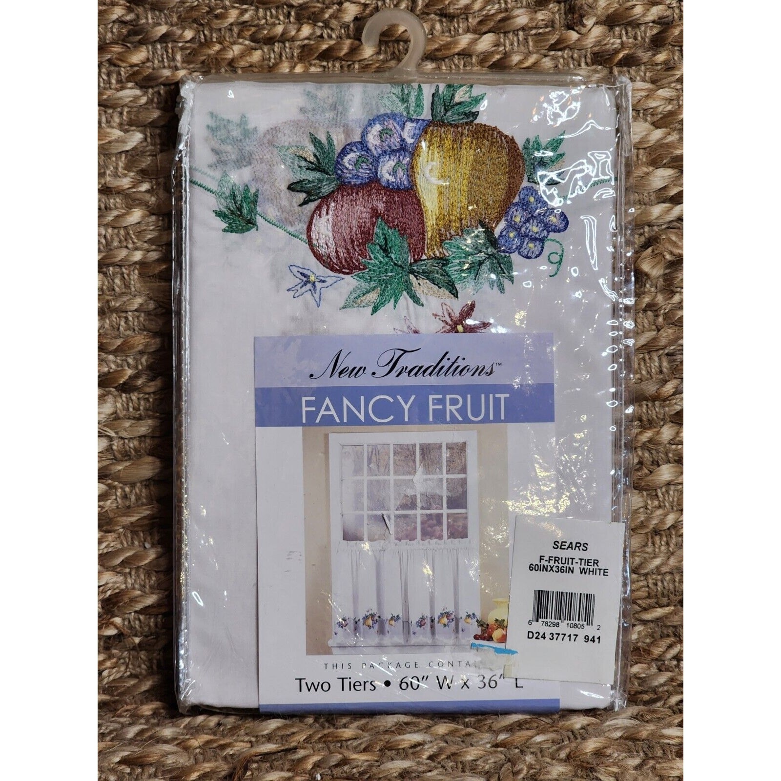 NEW Traditions Vintage Fancy Fruit (1) Pair TIER/CAFE CURTAINS 60×36 Sears