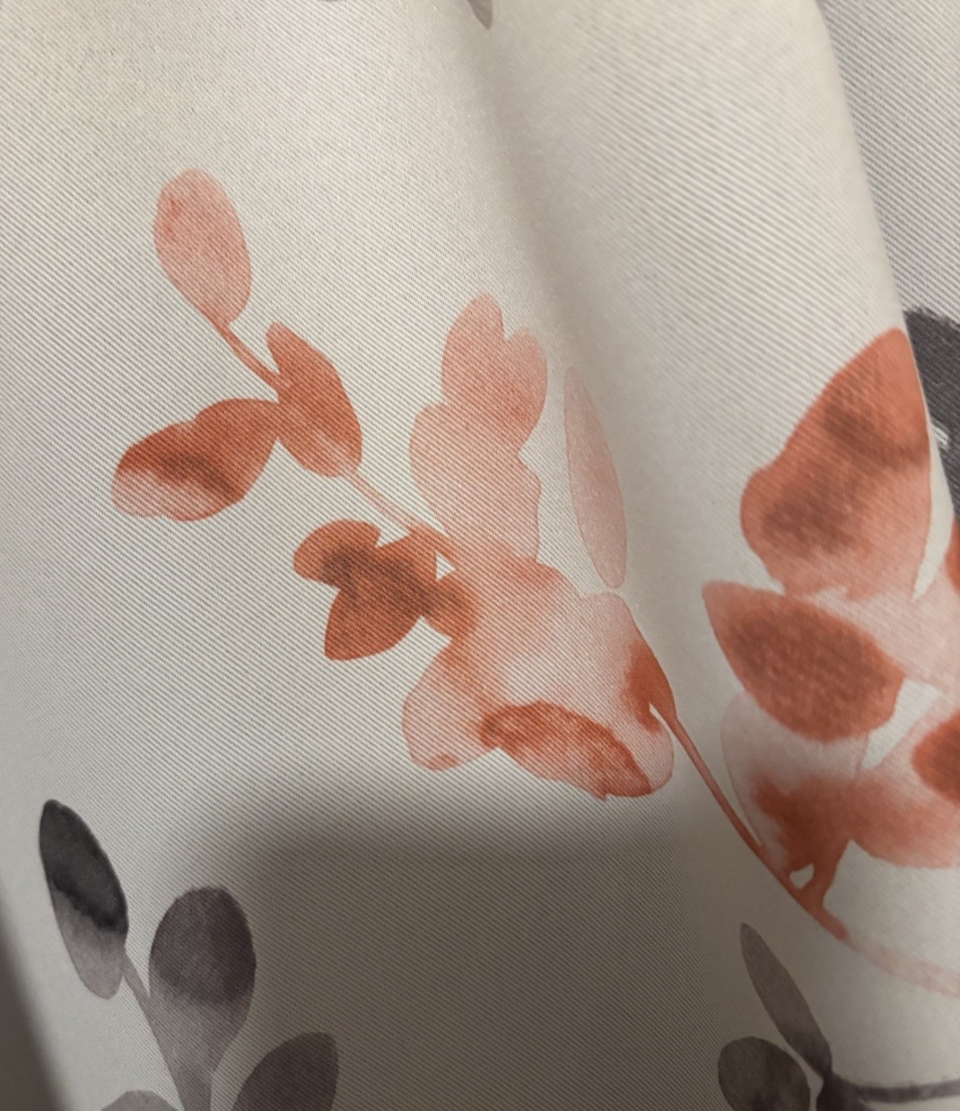 Curtains/Drapes Gray Floral Light and Dark Peach Lined, L 63” X W 50”. 2 Pair