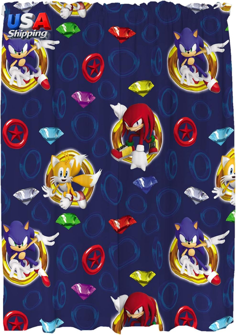 Kids Room Window Curtains Drapes Set, 82 in X 63 In, Sonic the Hedgehog, Anime