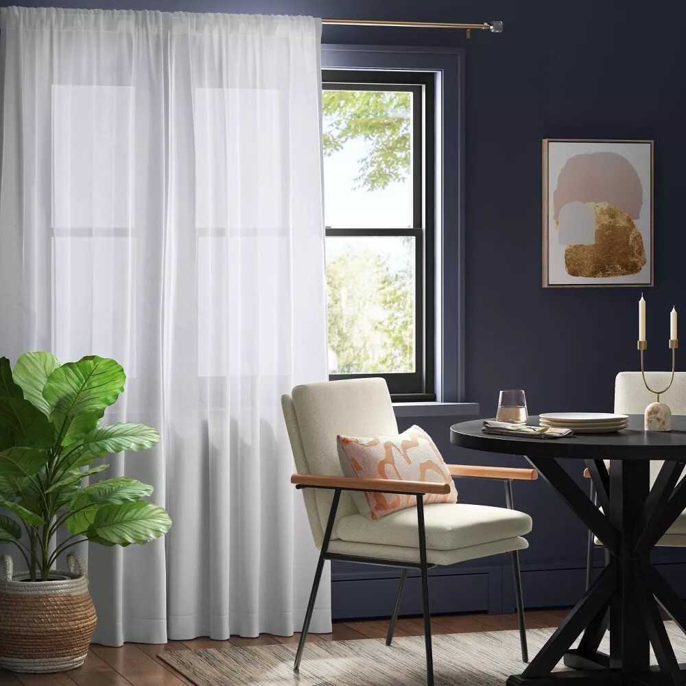 Threshold Farrah Light Filtering 2 White Curtain Panel Set 54″ x 63″ Each