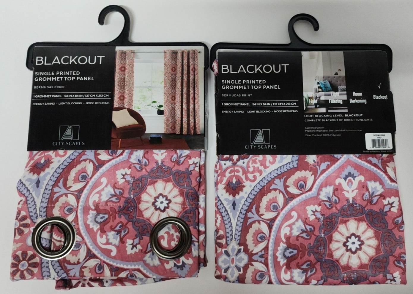 (2 Ct) City Scapes Blackout Single Printed Grommet Top Panel 54″W x 84″L Bermuda