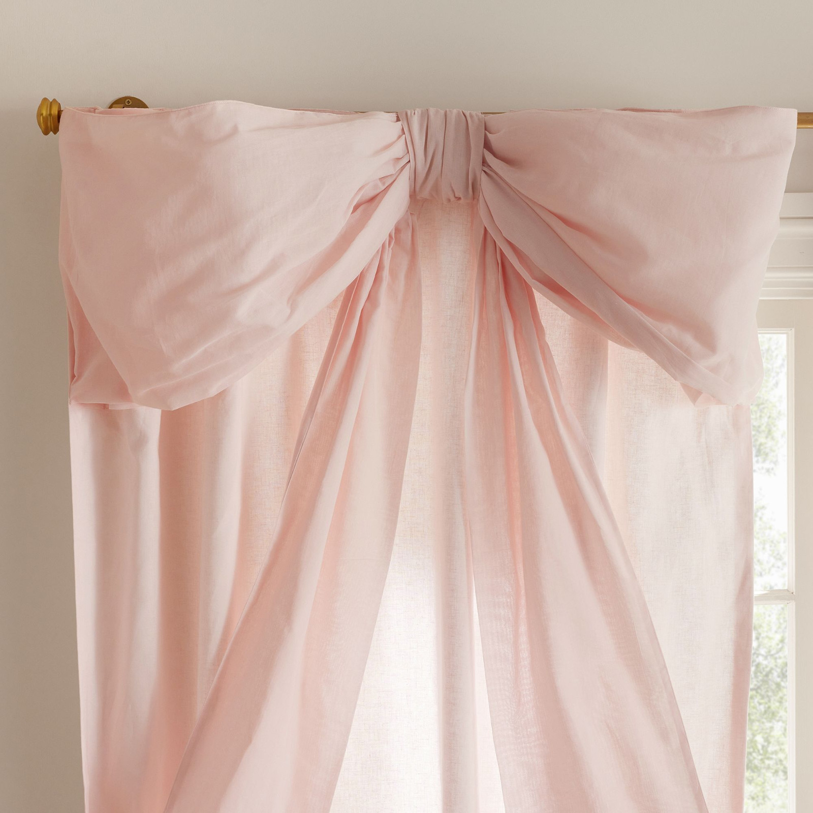 Potterybarn LoveShackFancy Oversized Bow Light-Filtering Curtain Blush 52″W x 84
