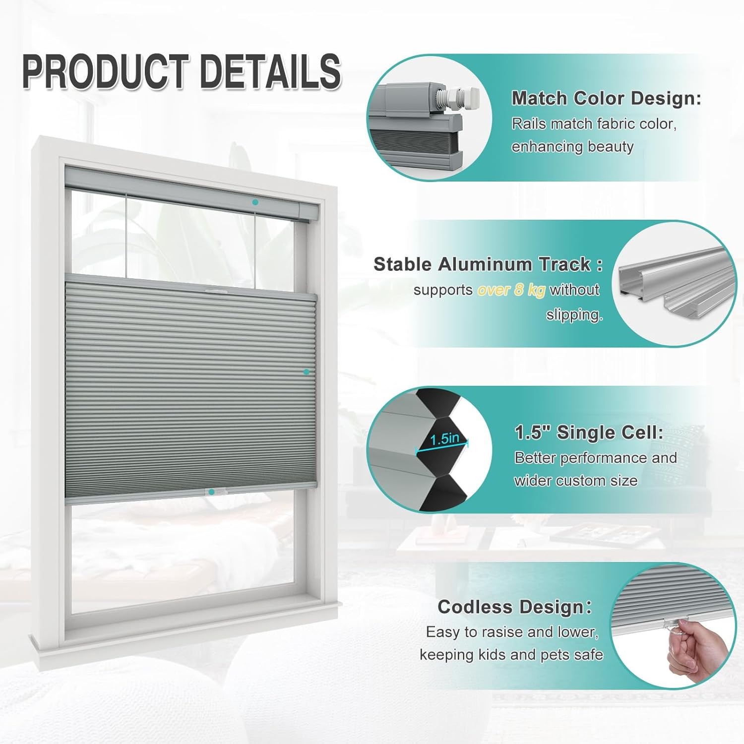 Changshade Blackout No Tools No Drill Honeycomb Day Night Cellular Shades