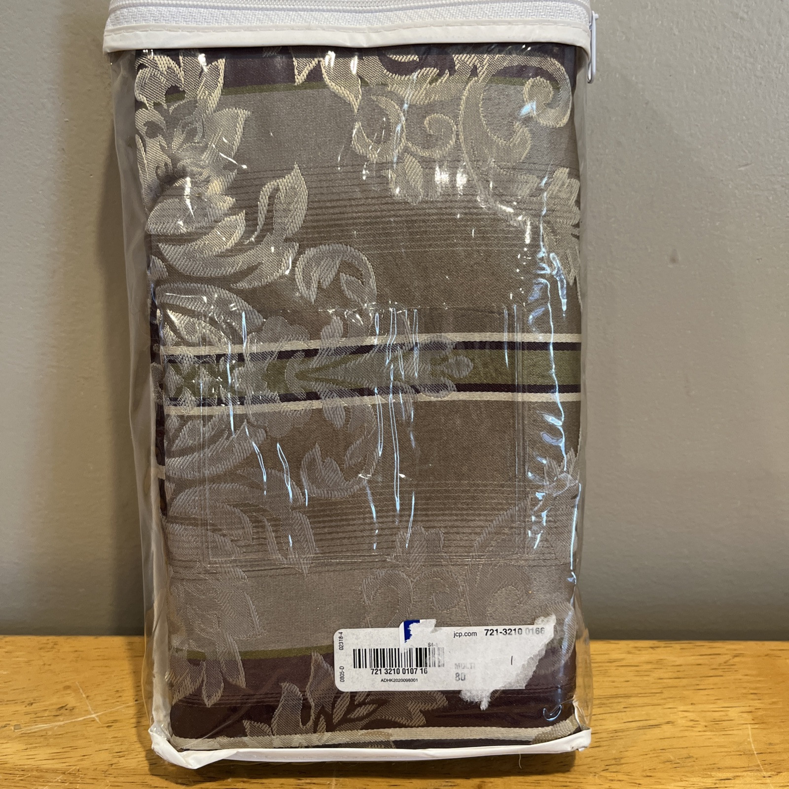 JCPenney Home Collection Purple Gold Damask Striped Valance 80×16” NOS Corded