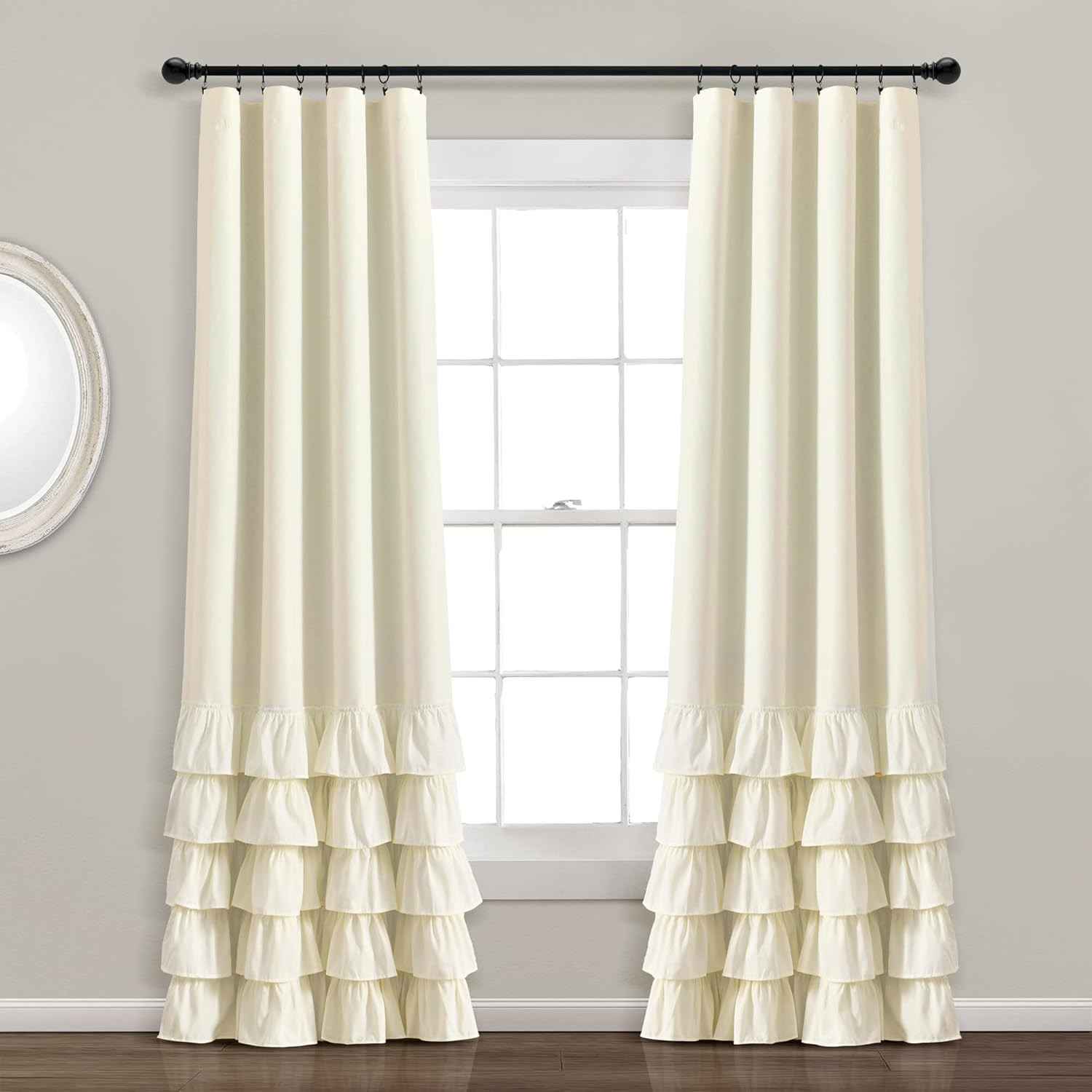 Allison Ruffle Light Filtering Window Curtain Panels Pair 40″ W X 84″ L White –