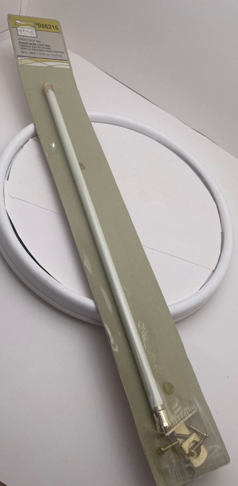 Style Selections 7/16 in. Round Sash Café window Rod 18-28 in. White/Brass NEW