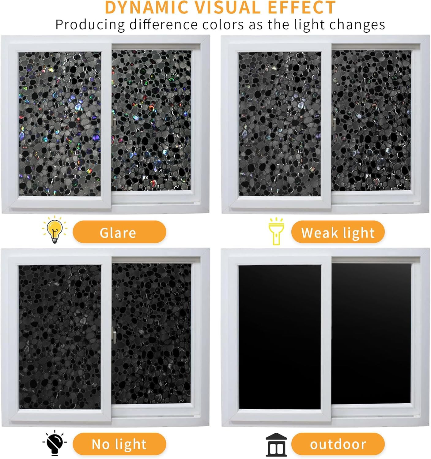 Total Blackout Window Film Privacy, 100% UV Blocking, Dark Window Tint for Home