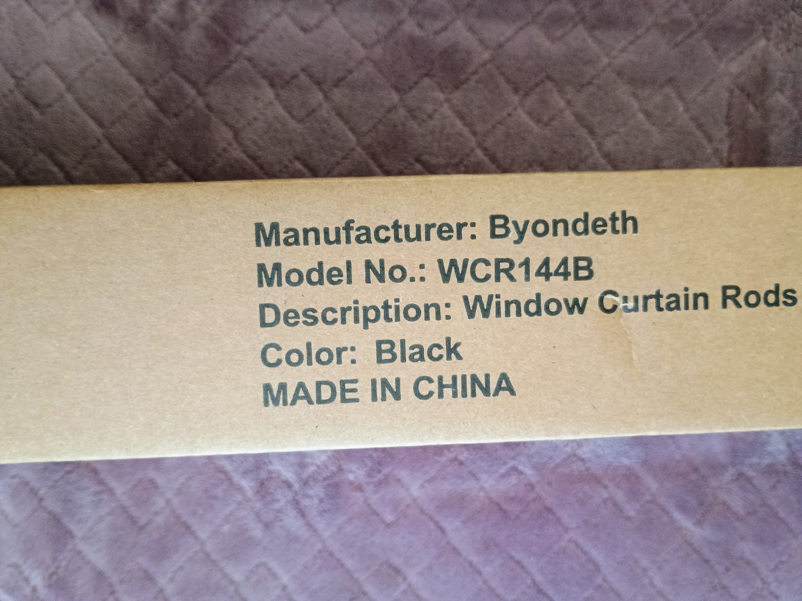 Beyondeth Window Curtain Rod WCR144B Black Adjustable Curtain Rod New Open Box