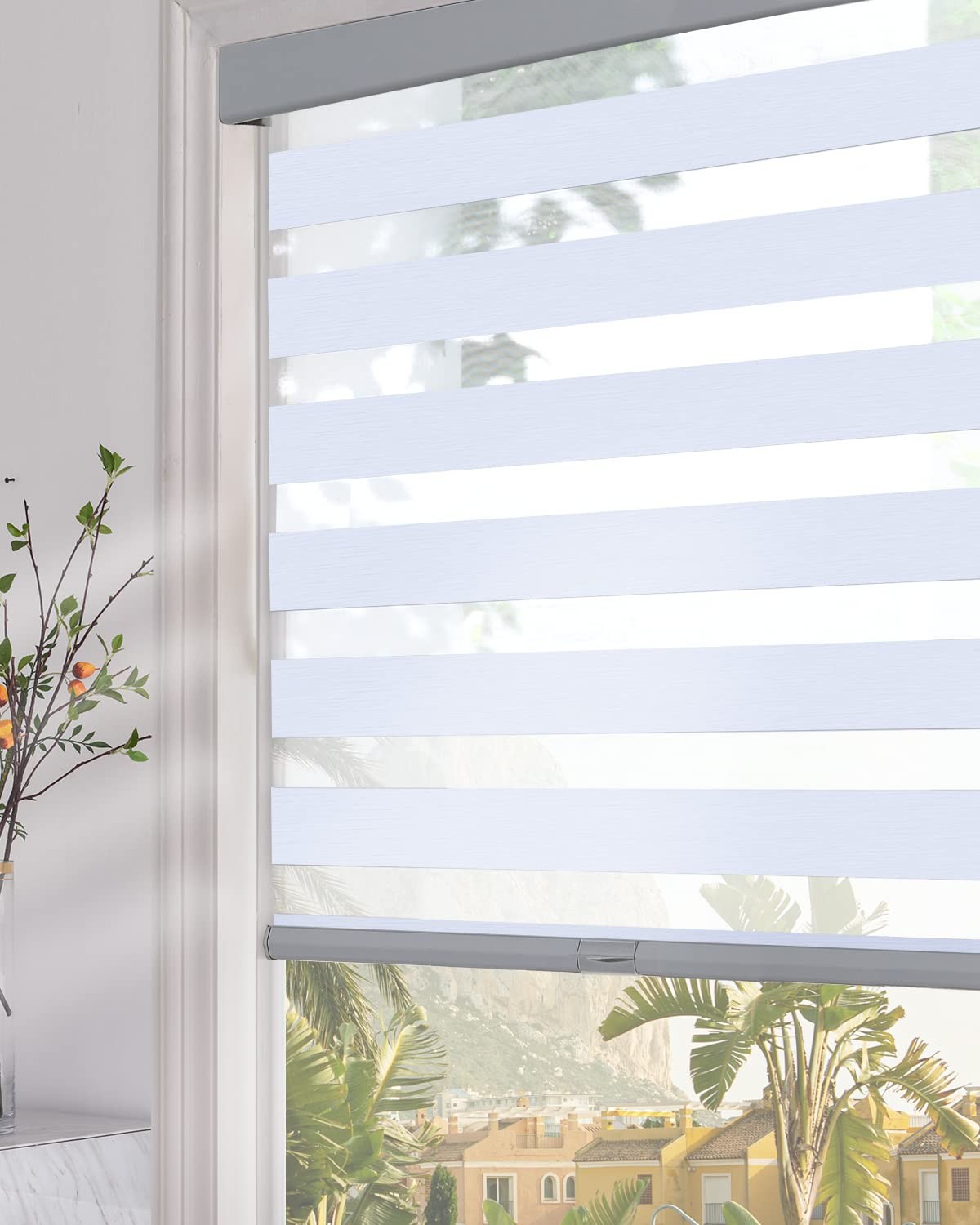 Persilux Blackout Cordless Zebra Blinds 35×72 Light Grey Thermal Insulated Dual