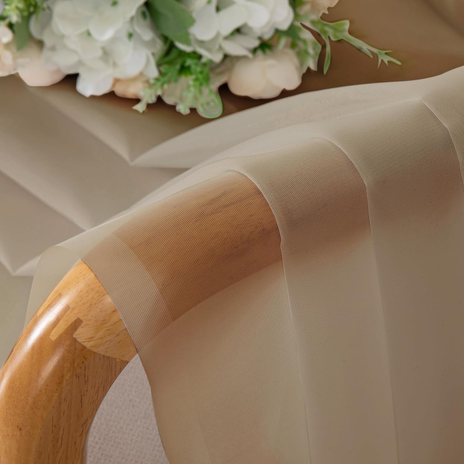 Sheer Valances For Windows 2 Pack Small Window Curtains 42″W X 14″L Taupe