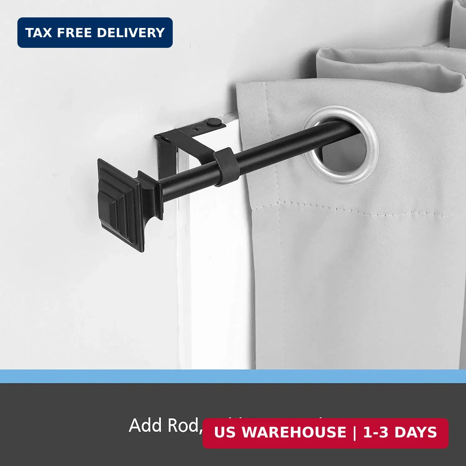 Kenney Fast Fit 5/8″ No Measure Curtain Rod Brackets, Matte Black