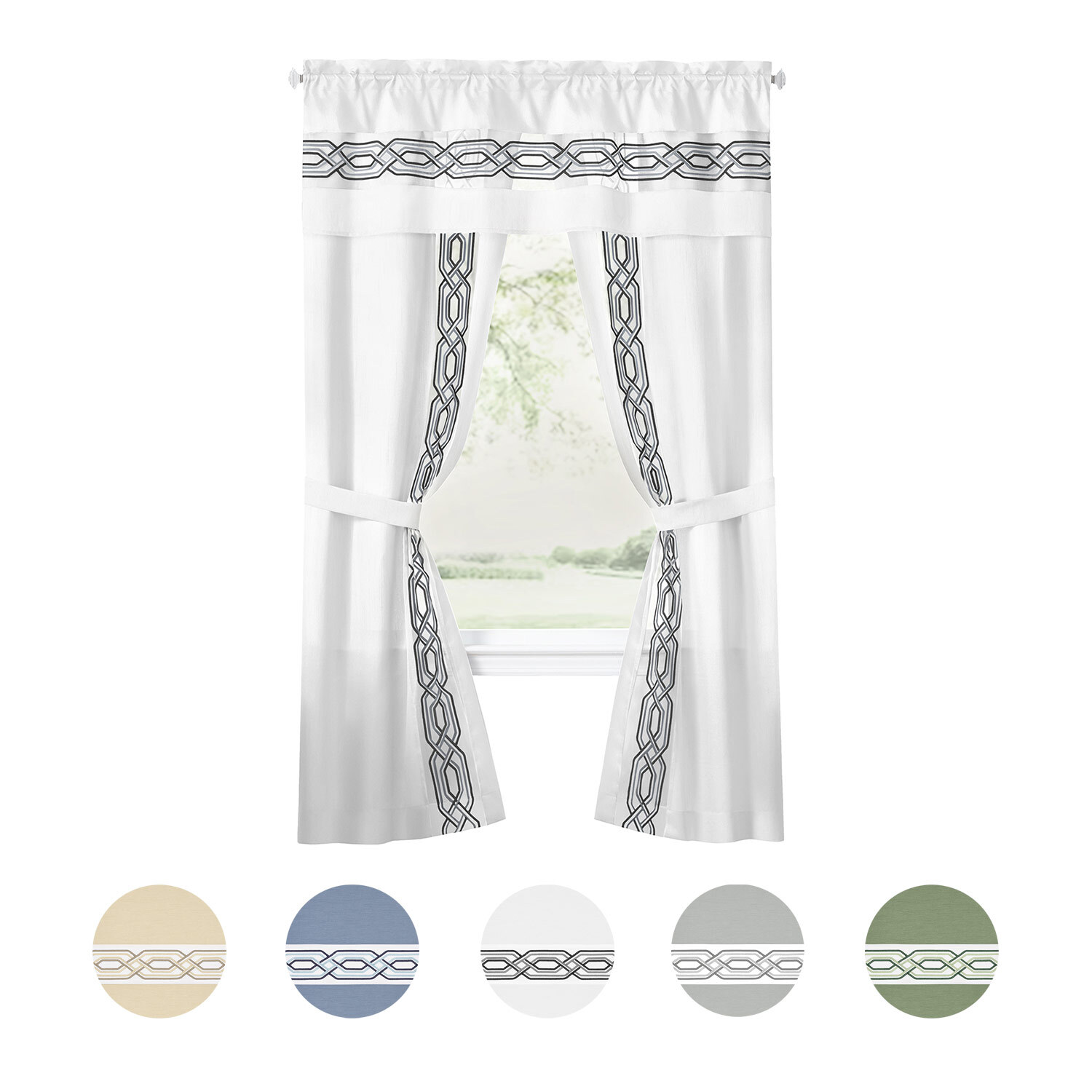 PowerSellerUSA Crisp & Clean Minimalist Two-Tone Window Curtain Set with