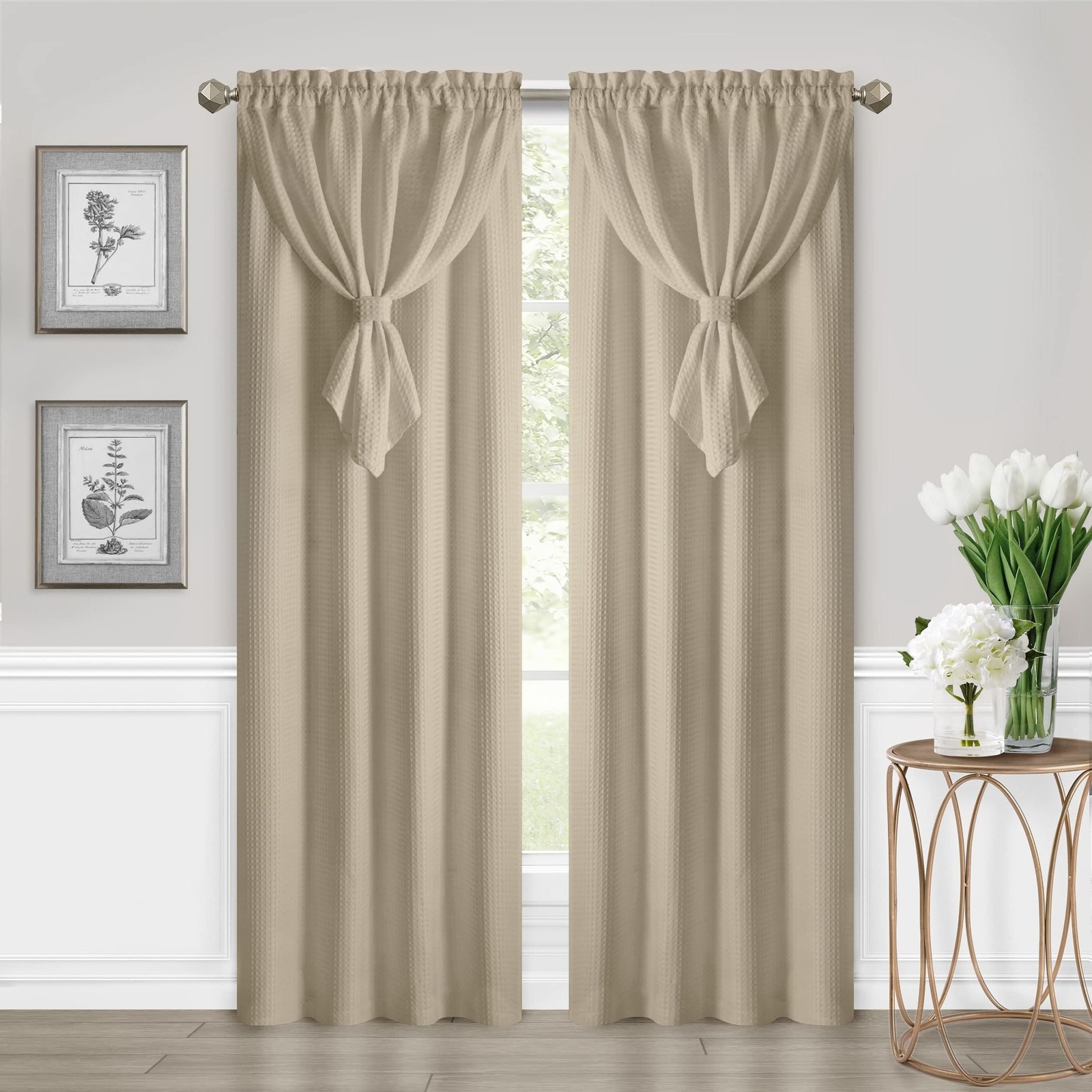 ACHIM Allegra Window Curtain Panel with 42″W x 63″L (Pack of 1), Taupe