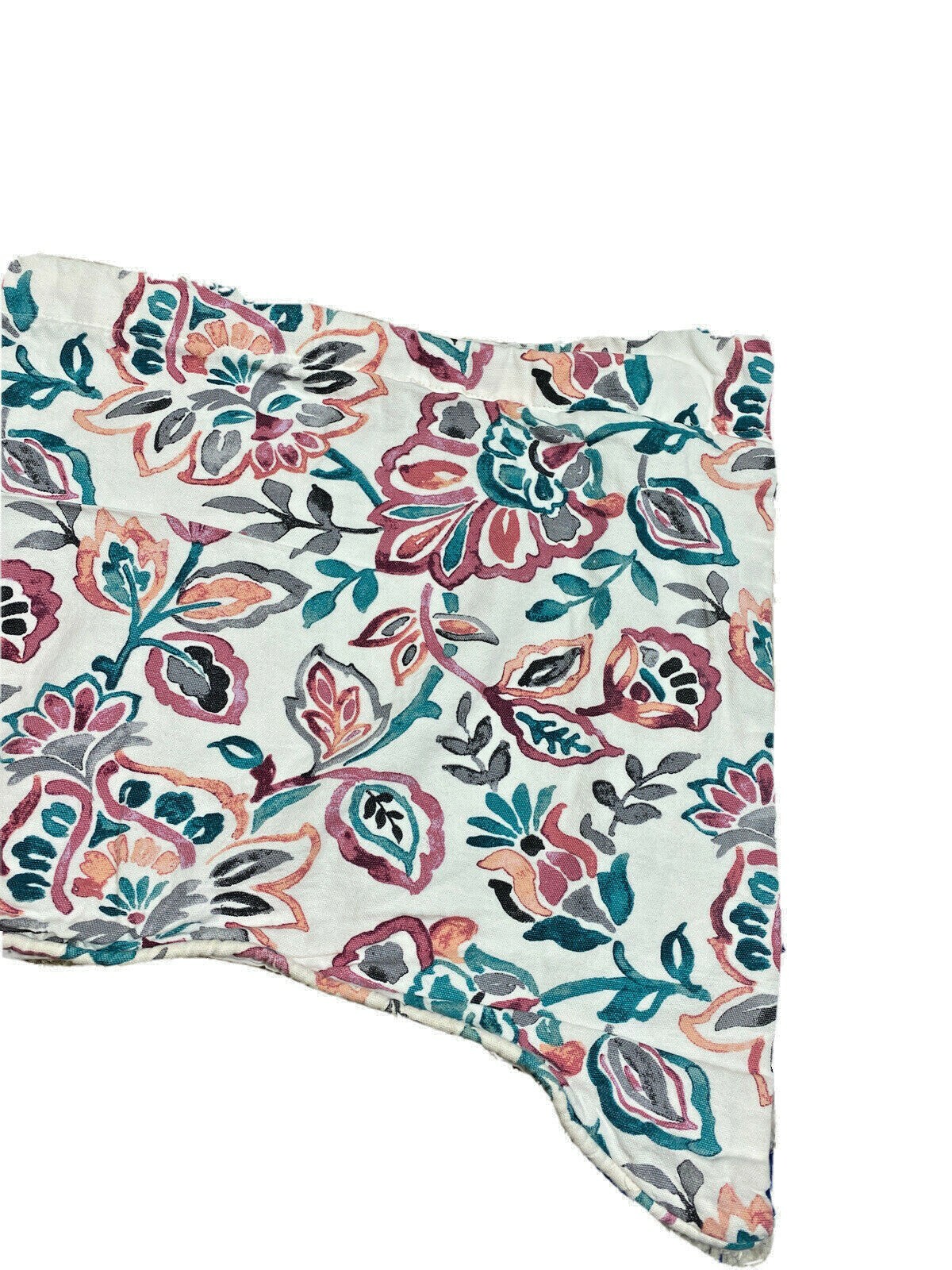 Pair Cotton Printed Valances Short Curtains White Pink Blue Floral Lined
