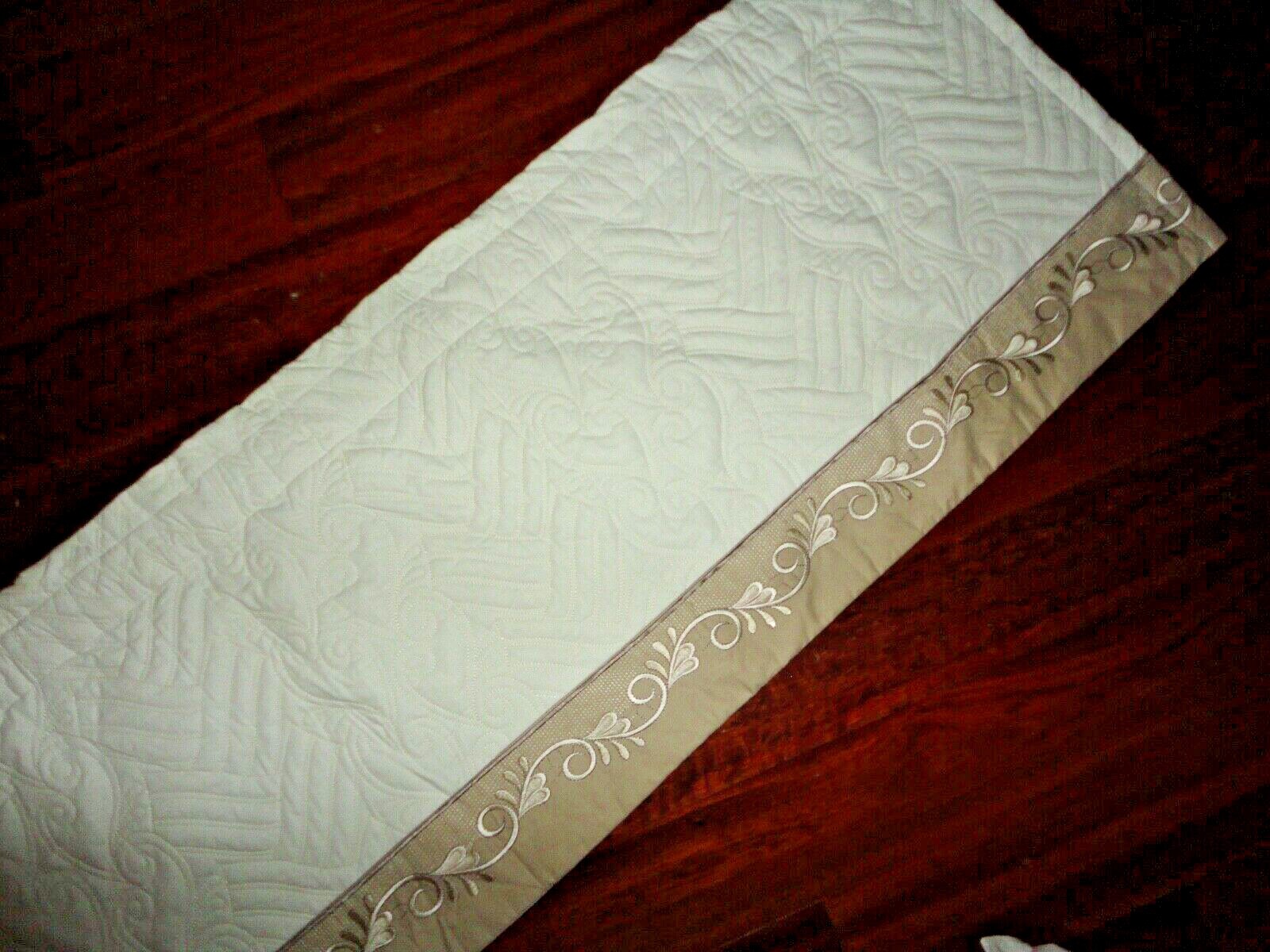 CHRIS MADDEN HOTEL QUILTED IVORY TAN EMBROIDERED FLEUR (1) LINED VALANCE 78X17