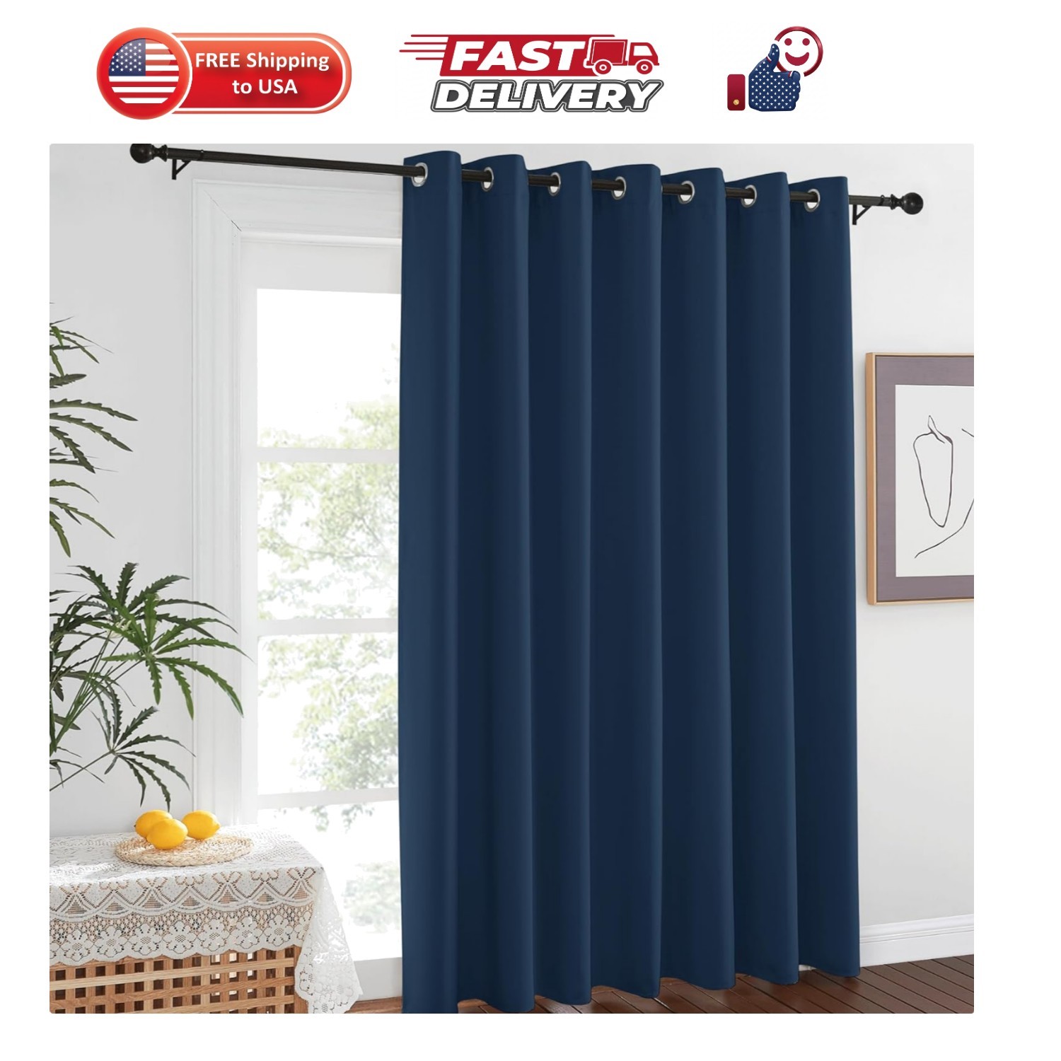 Vertical Blinds for Sling Glass Patio Door – Silver Grommet Top Privacy Black…